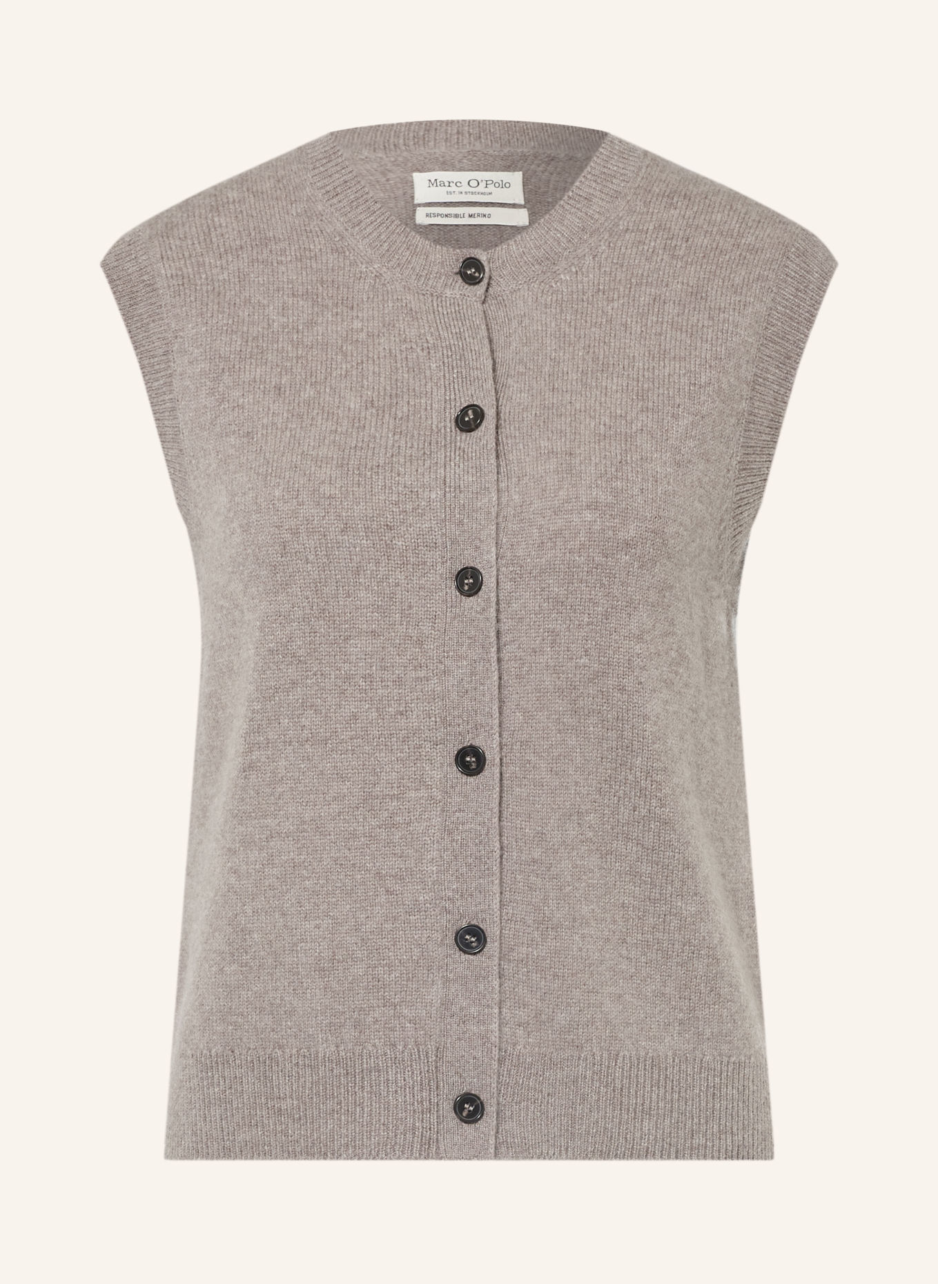 Marc O'Polo Kamizelka z dzianiny z wełny merynosowej: SZAROBRĄZOWY