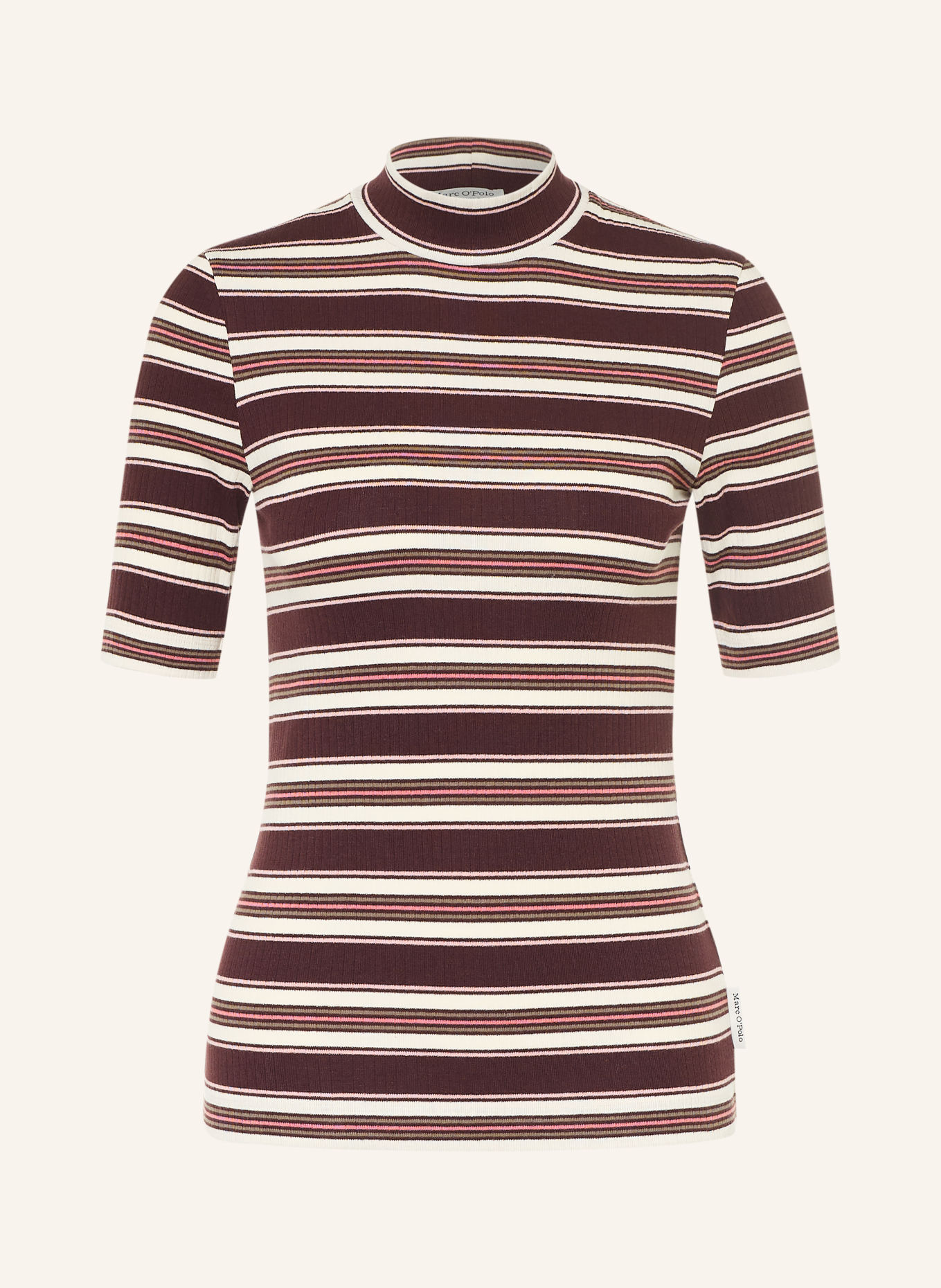 Marc O'Polo T-shirt: CIEMNOBRĄZOWY / RÓŻOWY / KREMOWY