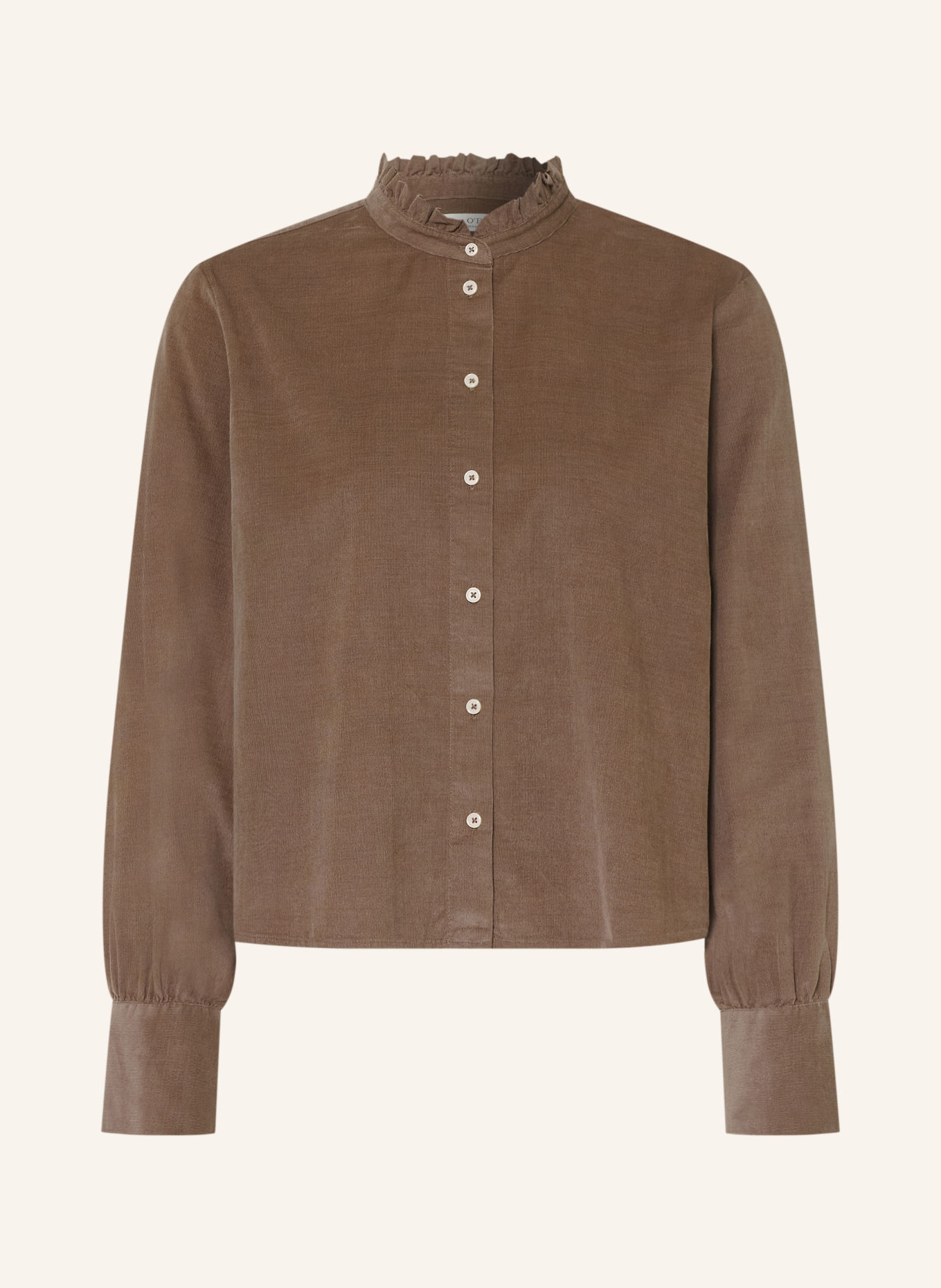 Marc O'Polo Corduroy blouse with ruffles: TAUPE