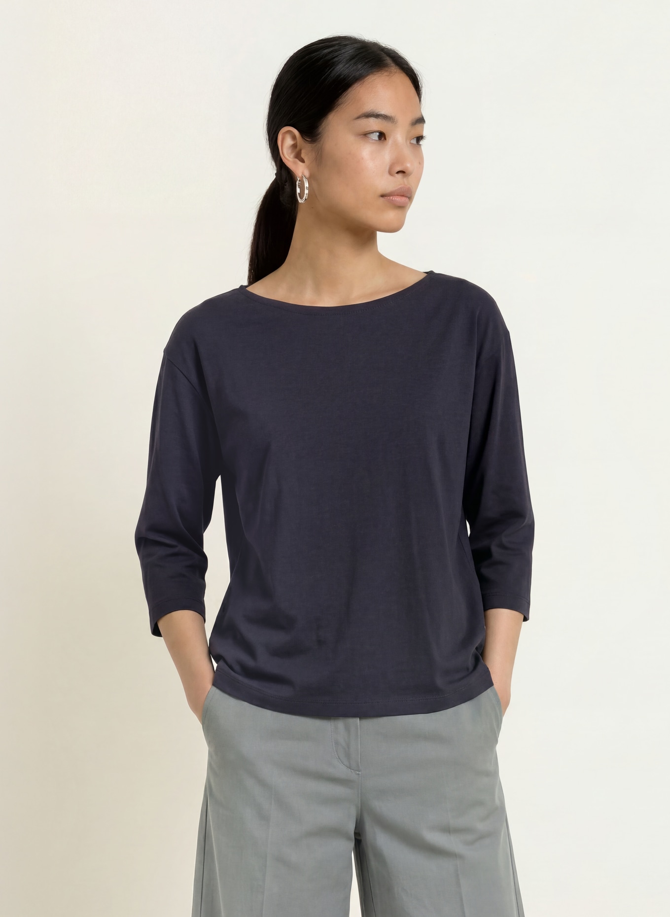 Marc O'Polo Shirt mit 3/4-Arm: DUNKELBLAU