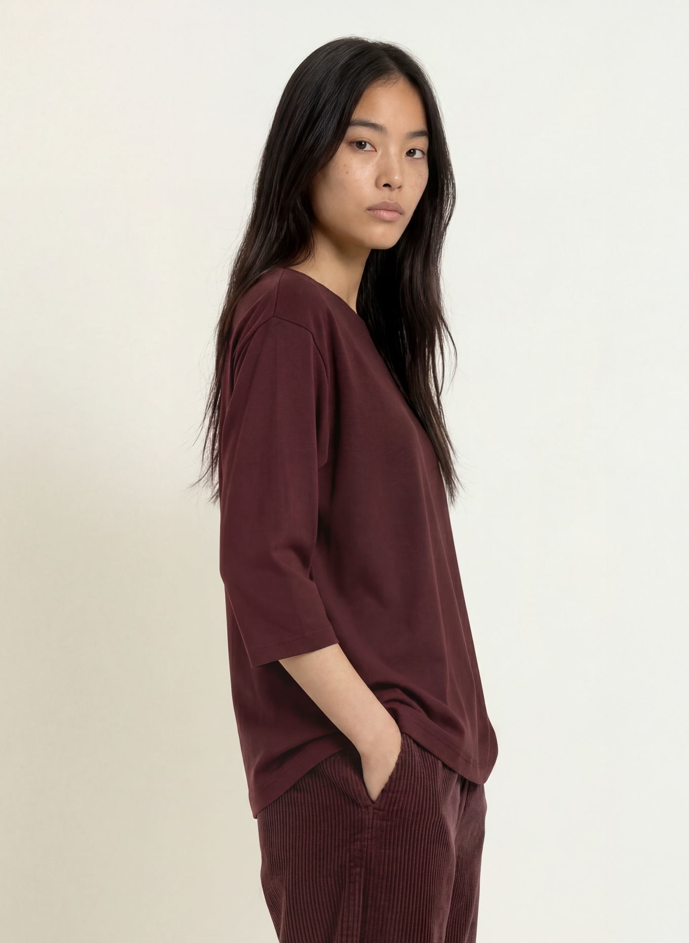 Marc O'Polo Shirt mit 3/4-Arm: DUNKELBRAUN