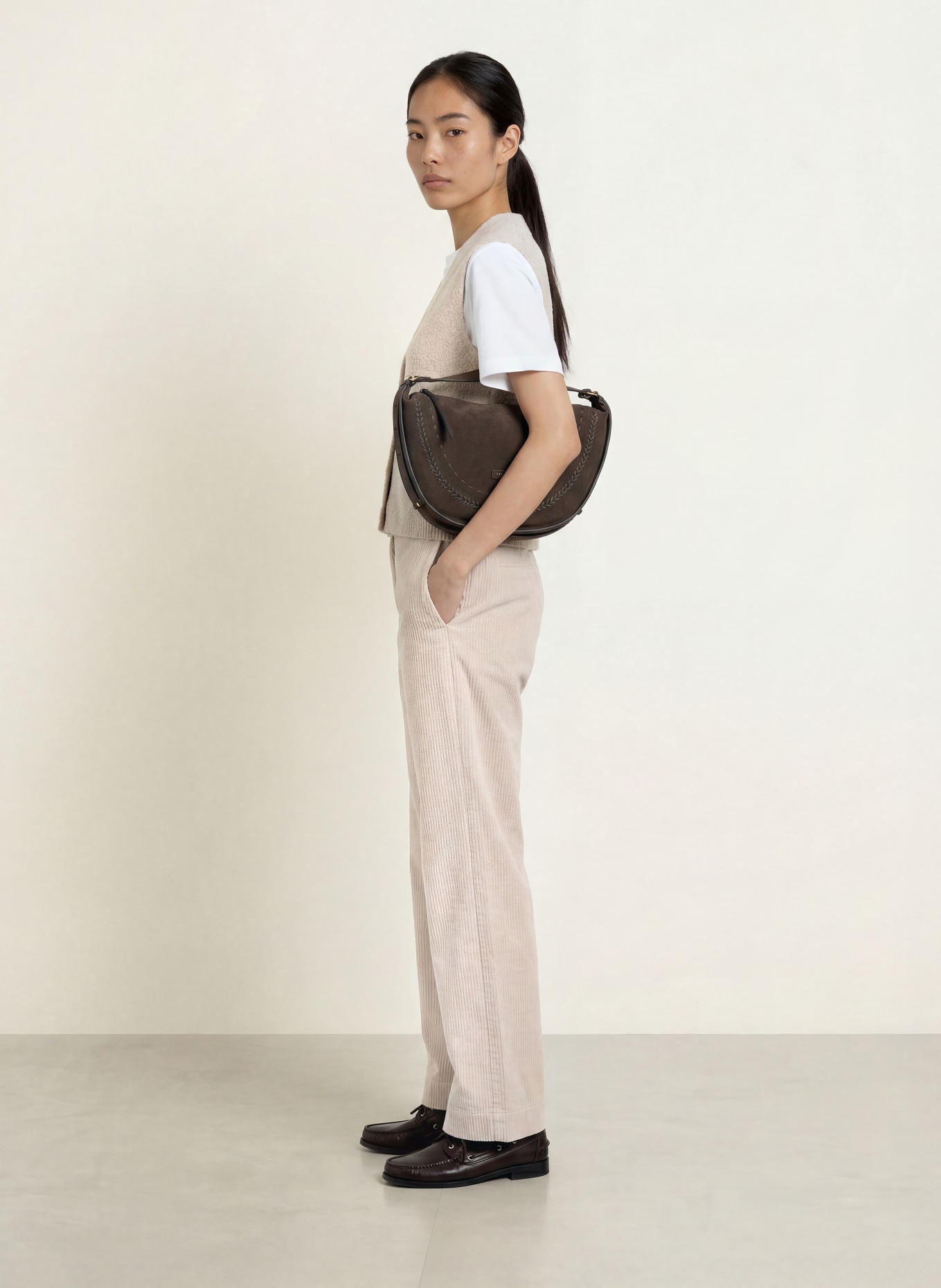 Marc O'Polo Marlenehose aus Cord: CREME