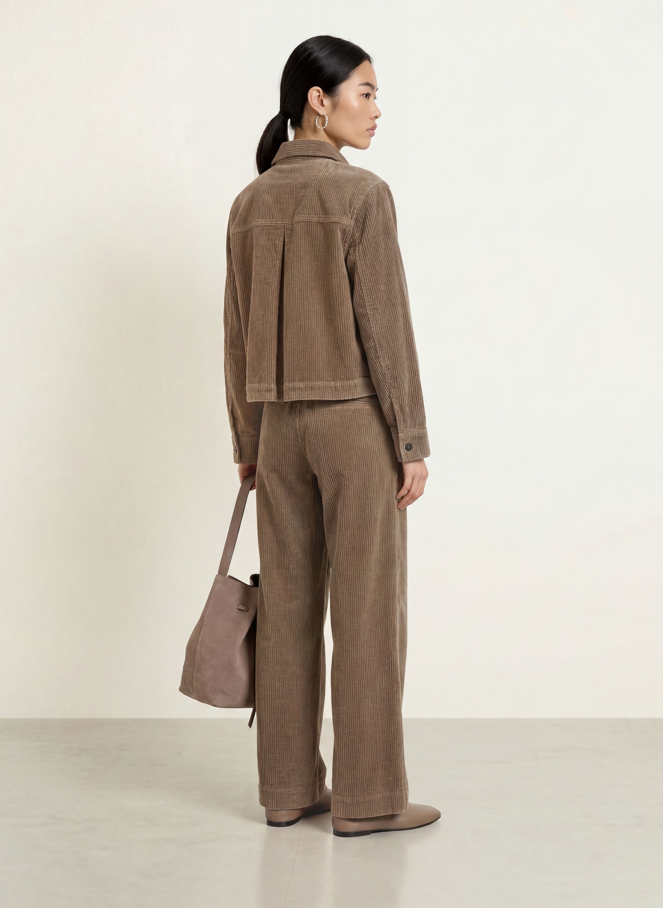 Marc O'Polo Pantalon palazzo en velours côtelé: BEIGE