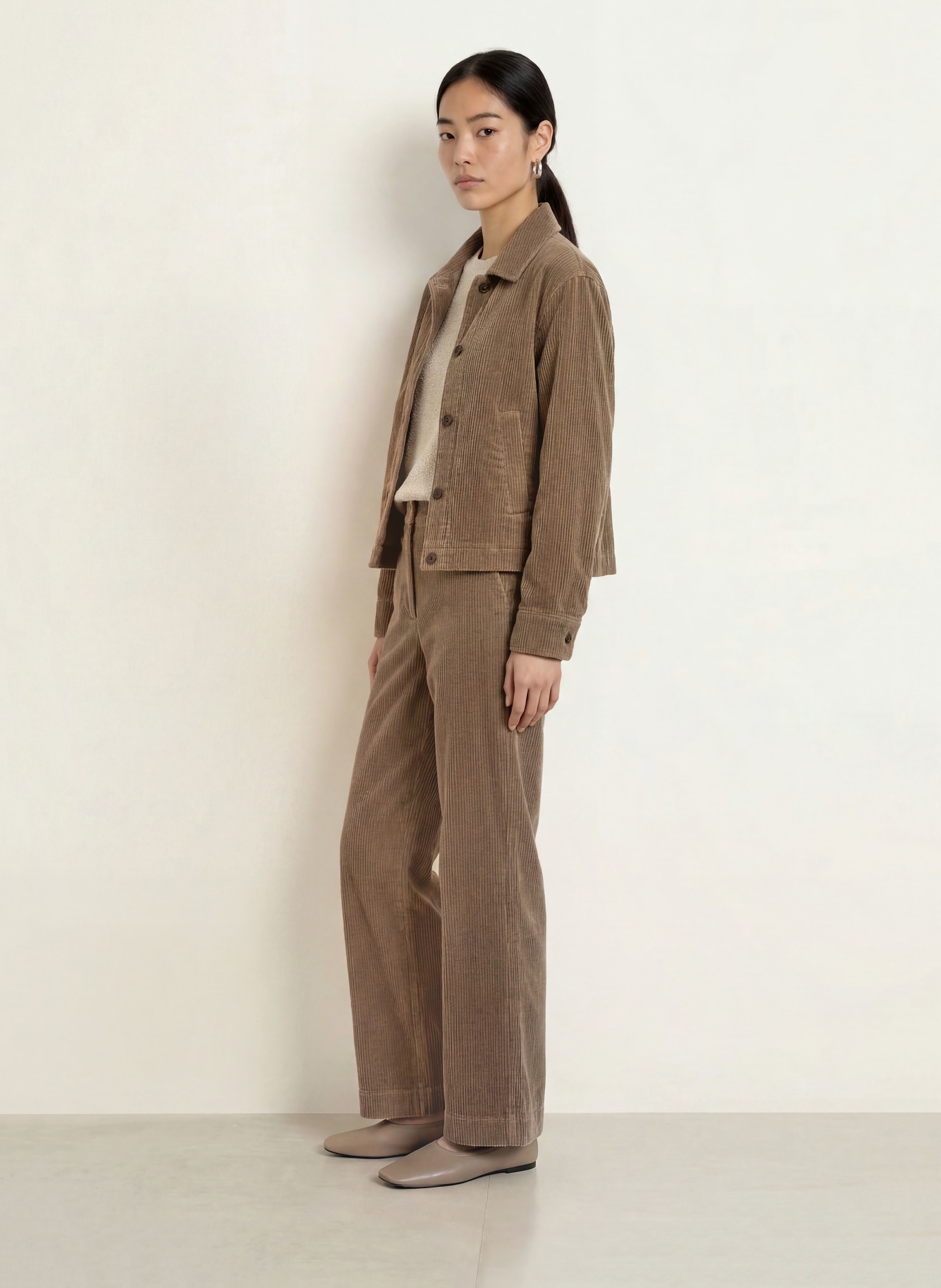 Marc O'Polo Pantalon palazzo en velours côtelé: BEIGE