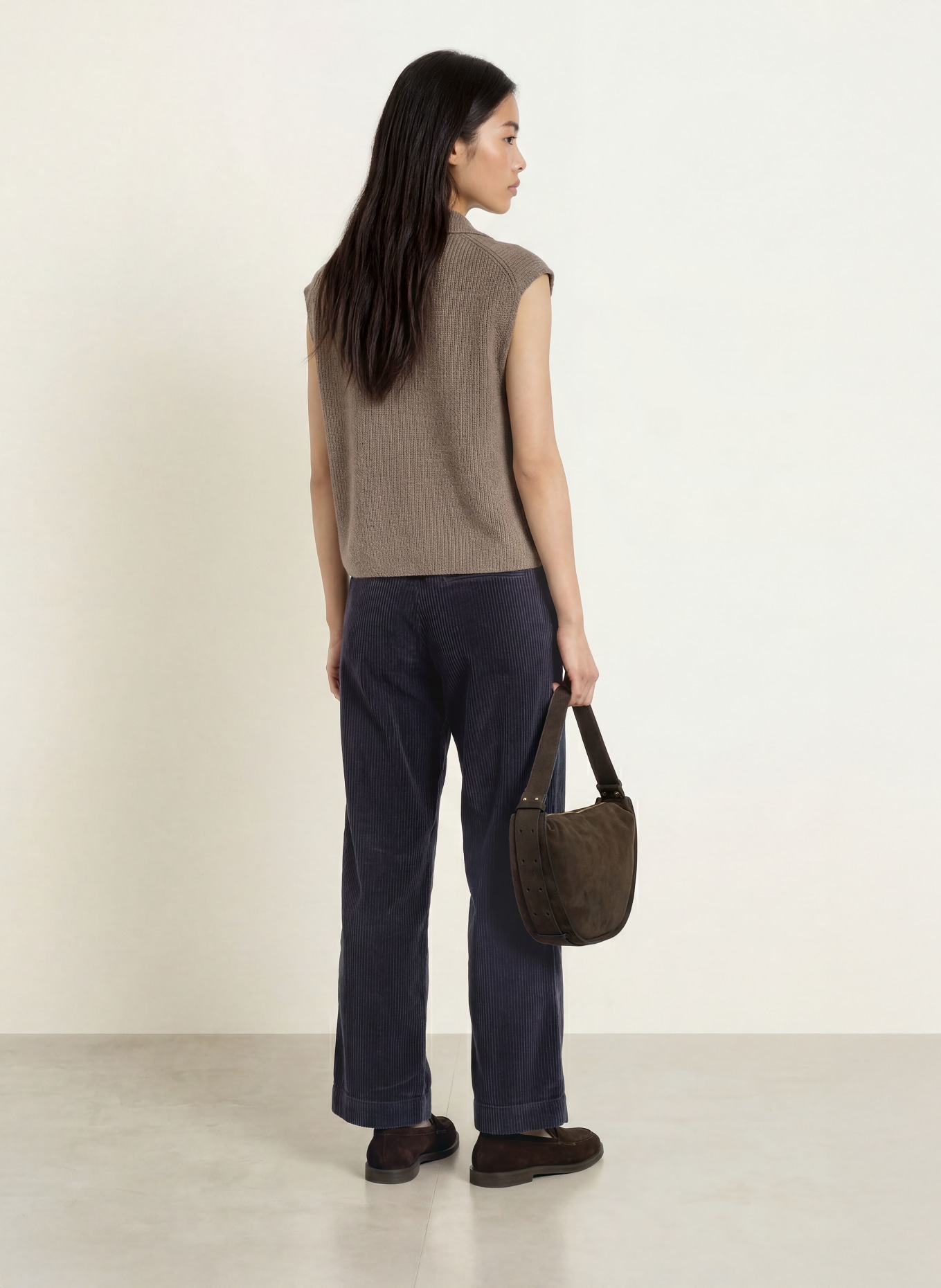 Marc O'Polo Pantalon palazzo en velours côtelé: BLEU FONCÉ