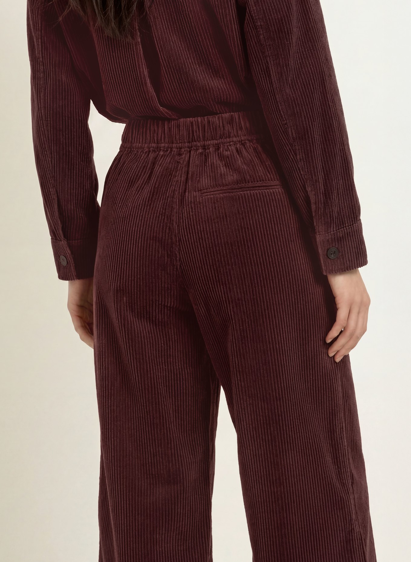 Marc O'Polo Pantalon palazzo en velours côtelé: ROUGE FONCÉ