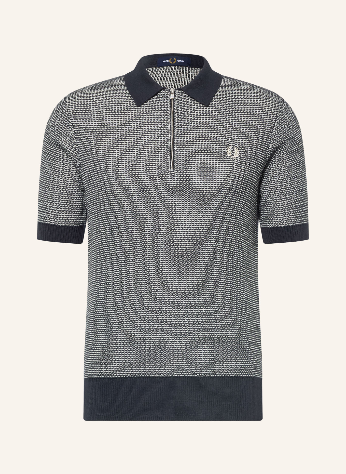 FRED PERRY Gebreid poloshirt: DONKERBLAUW / WIT