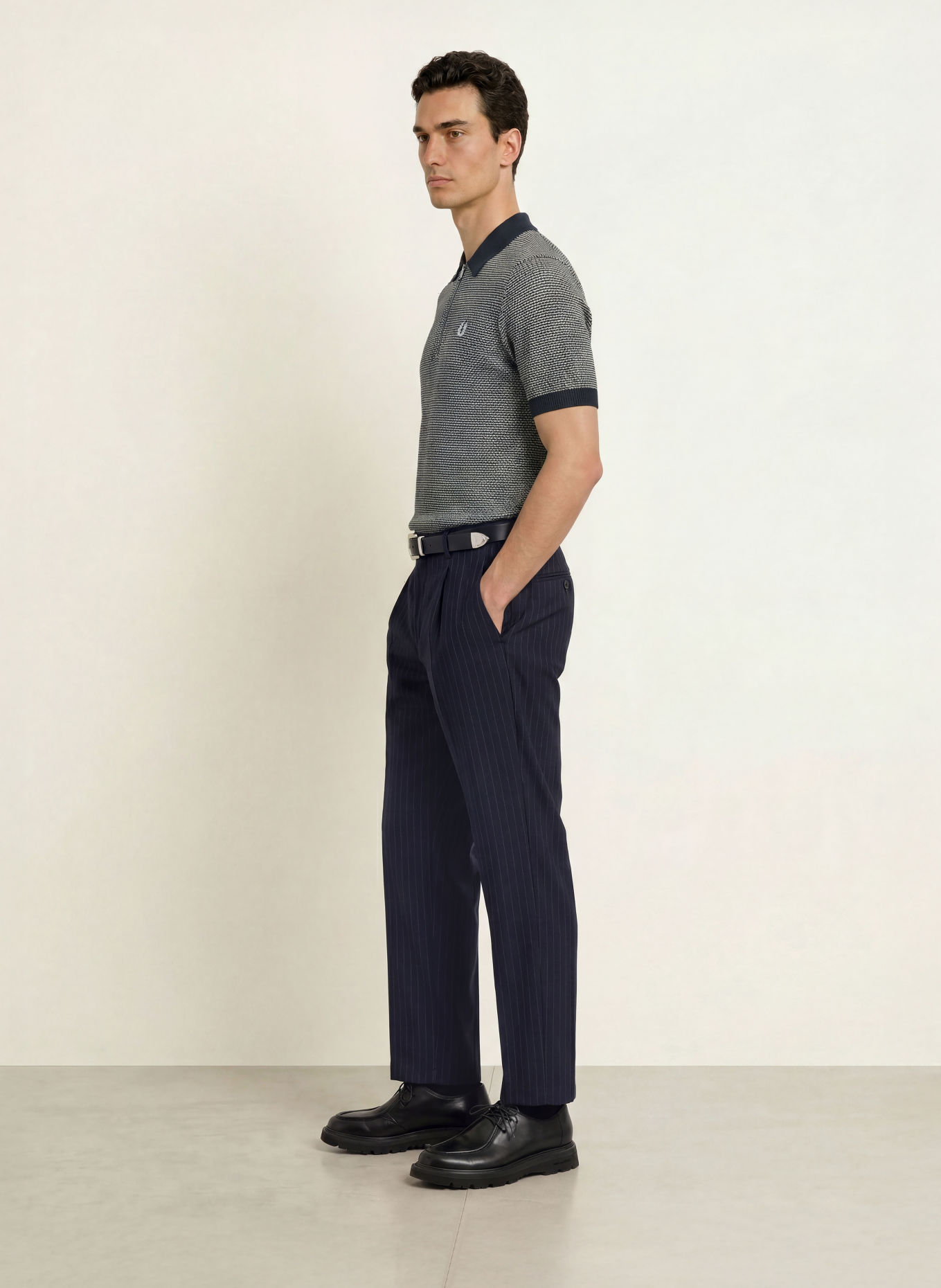 FRED PERRY Gebreid poloshirt: DONKERBLAUW / WIT