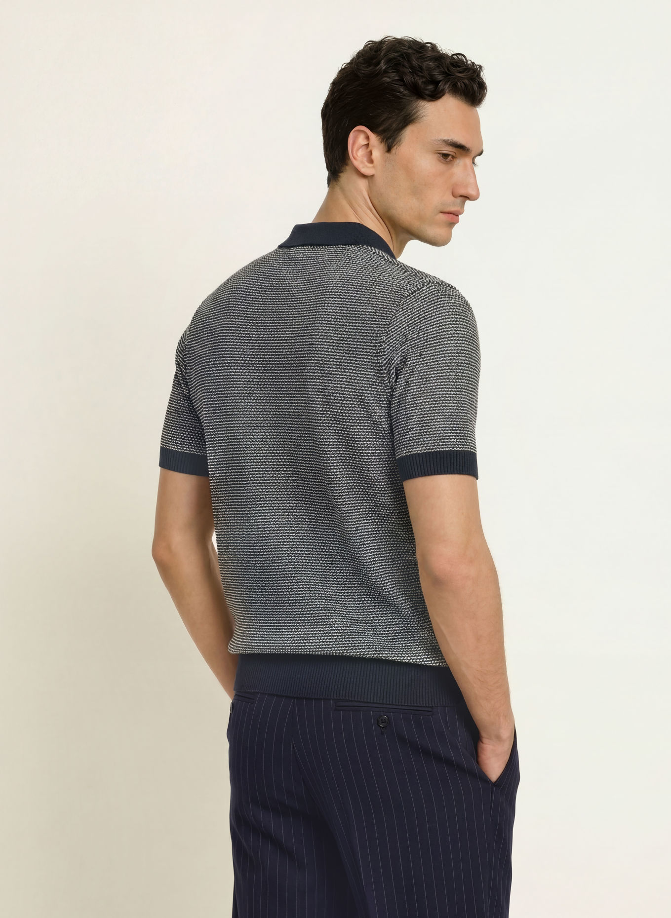 FRED PERRY Gebreid poloshirt: DONKERBLAUW / WIT