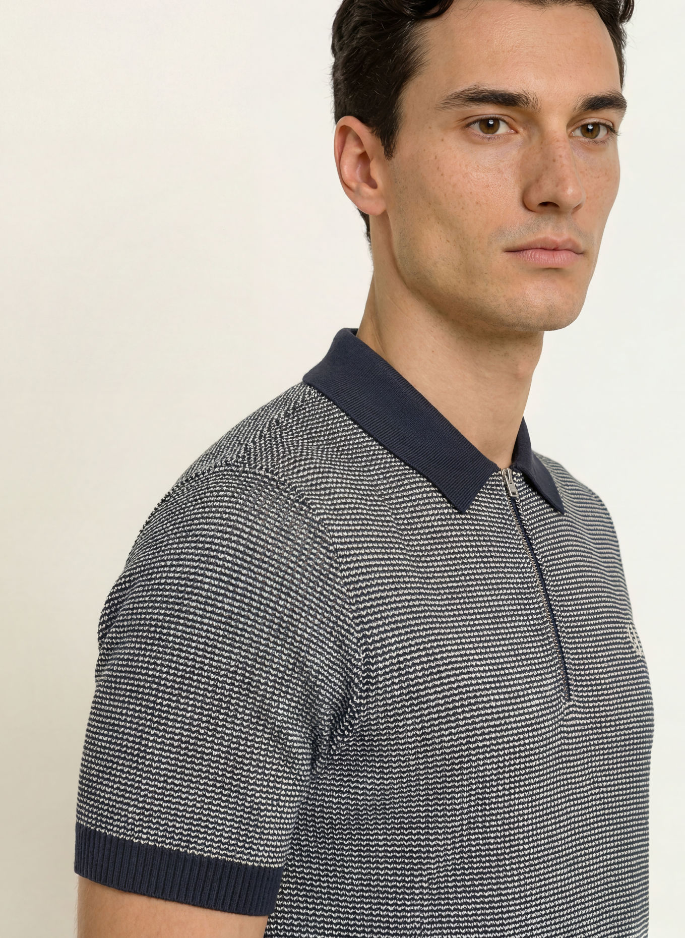 FRED PERRY Gebreid poloshirt: DONKERBLAUW / WIT