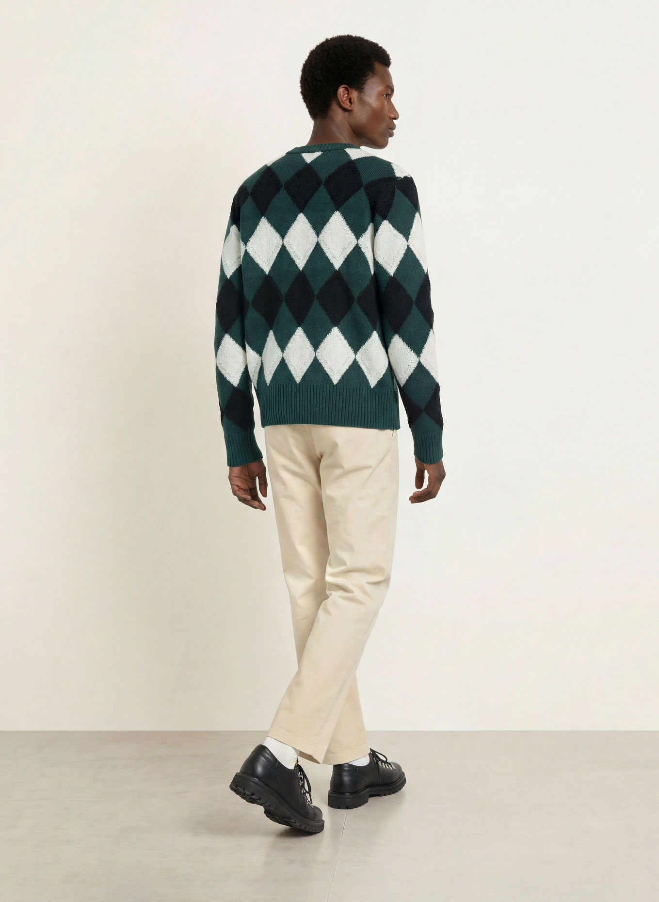 FRED PERRY Trui: DONKERGROEN / WIT / ZWART