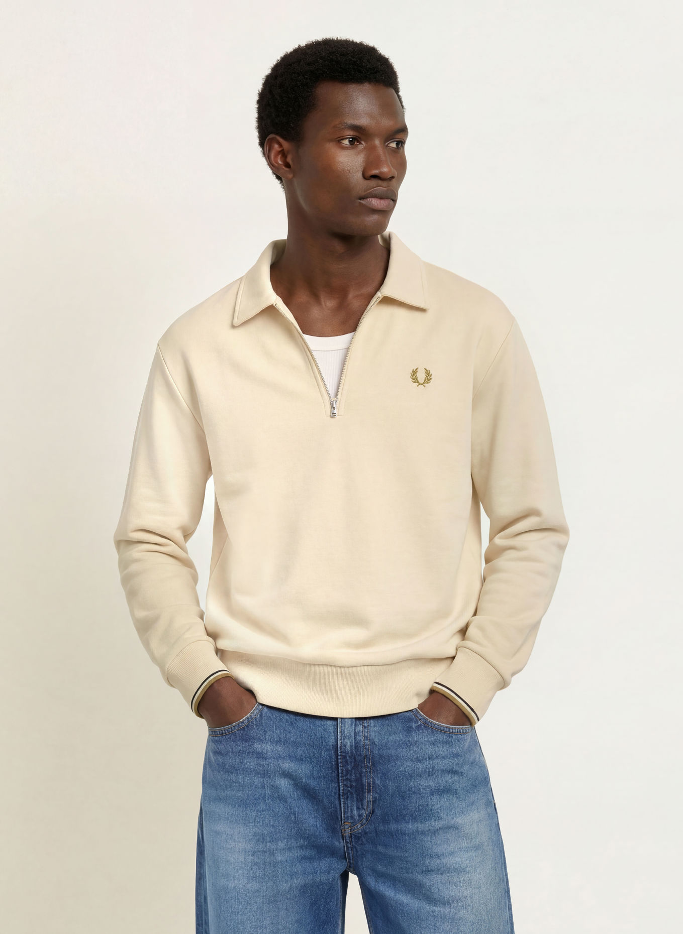 FRED PERRY Sweatshirt: BEIGE