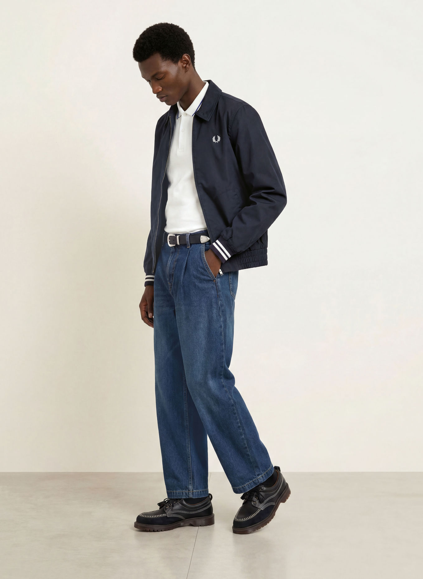 FRED PERRY Blouson: DONKERBLAUW / WIT
