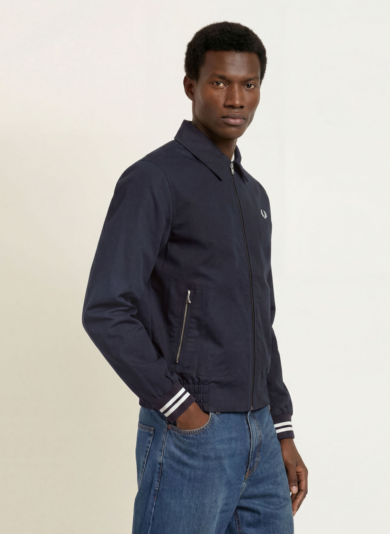 FRED PERRY Blouson: DONKERBLAUW / WIT