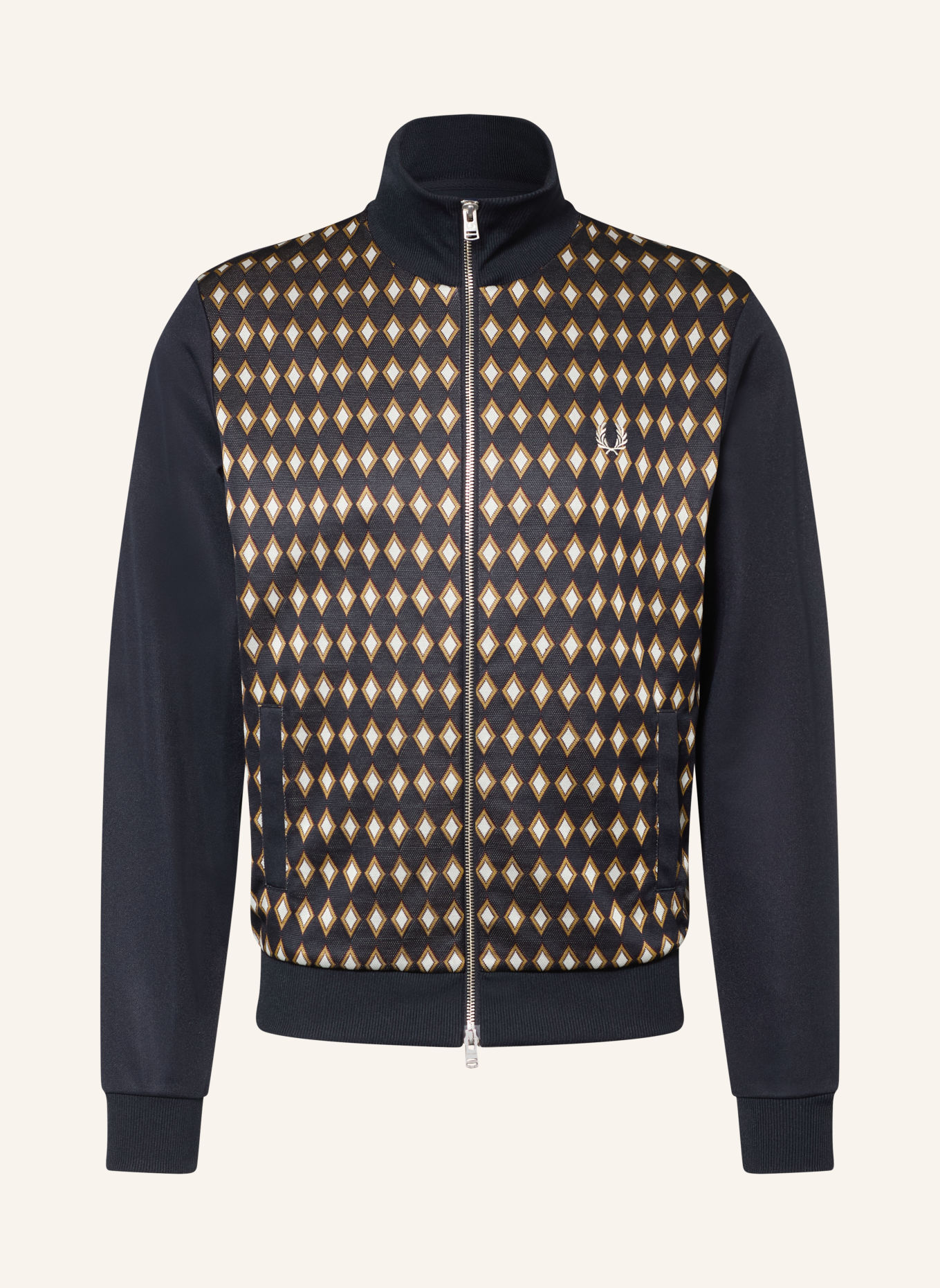 FRED PERRY Trainingsjas van gemengde stoffen: DONKERBLAUW / KAKI / WIT