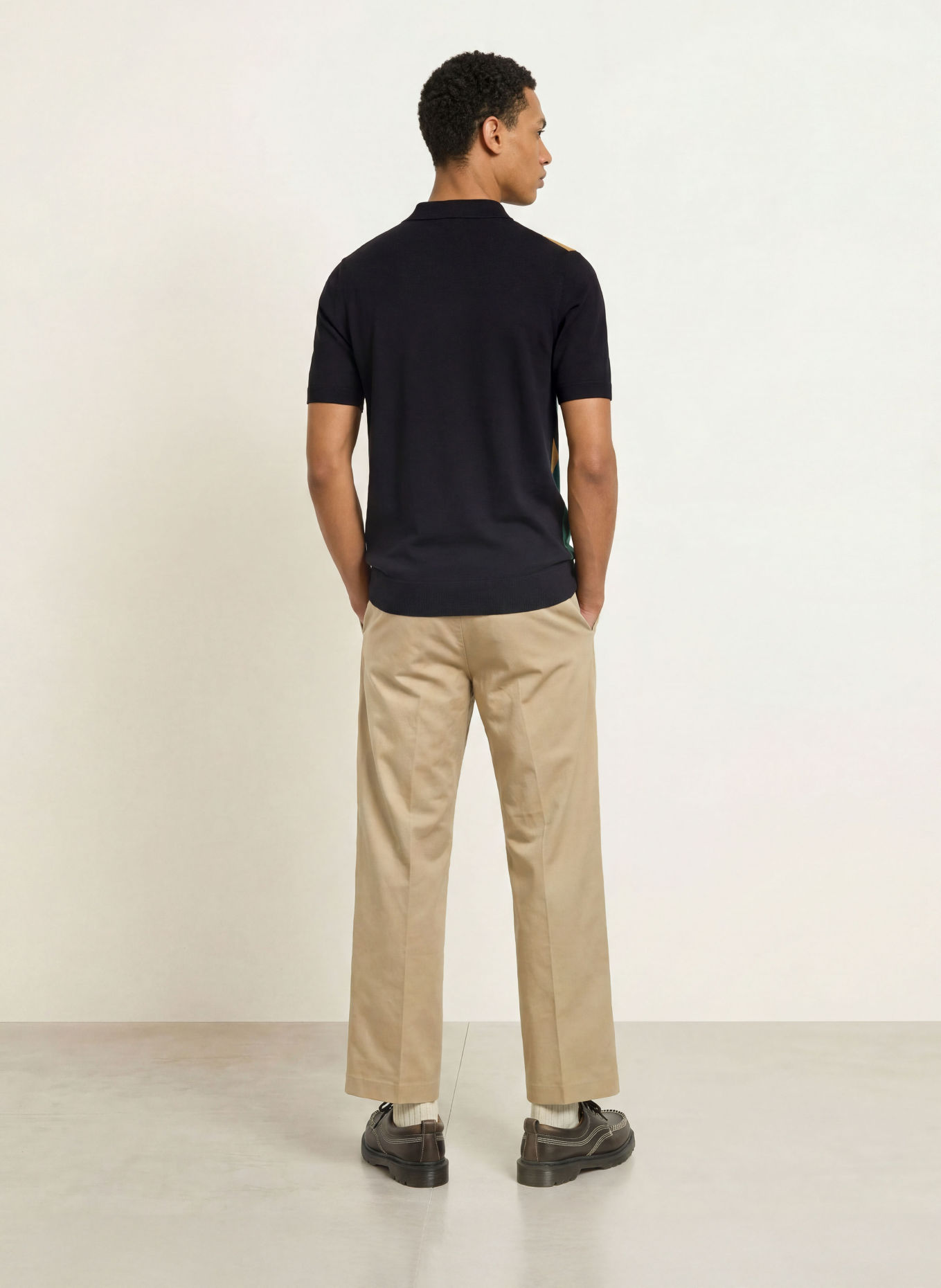 FRED PERRY Gebreid poloshirt: ZWART / KAKI / DONKERGROEN