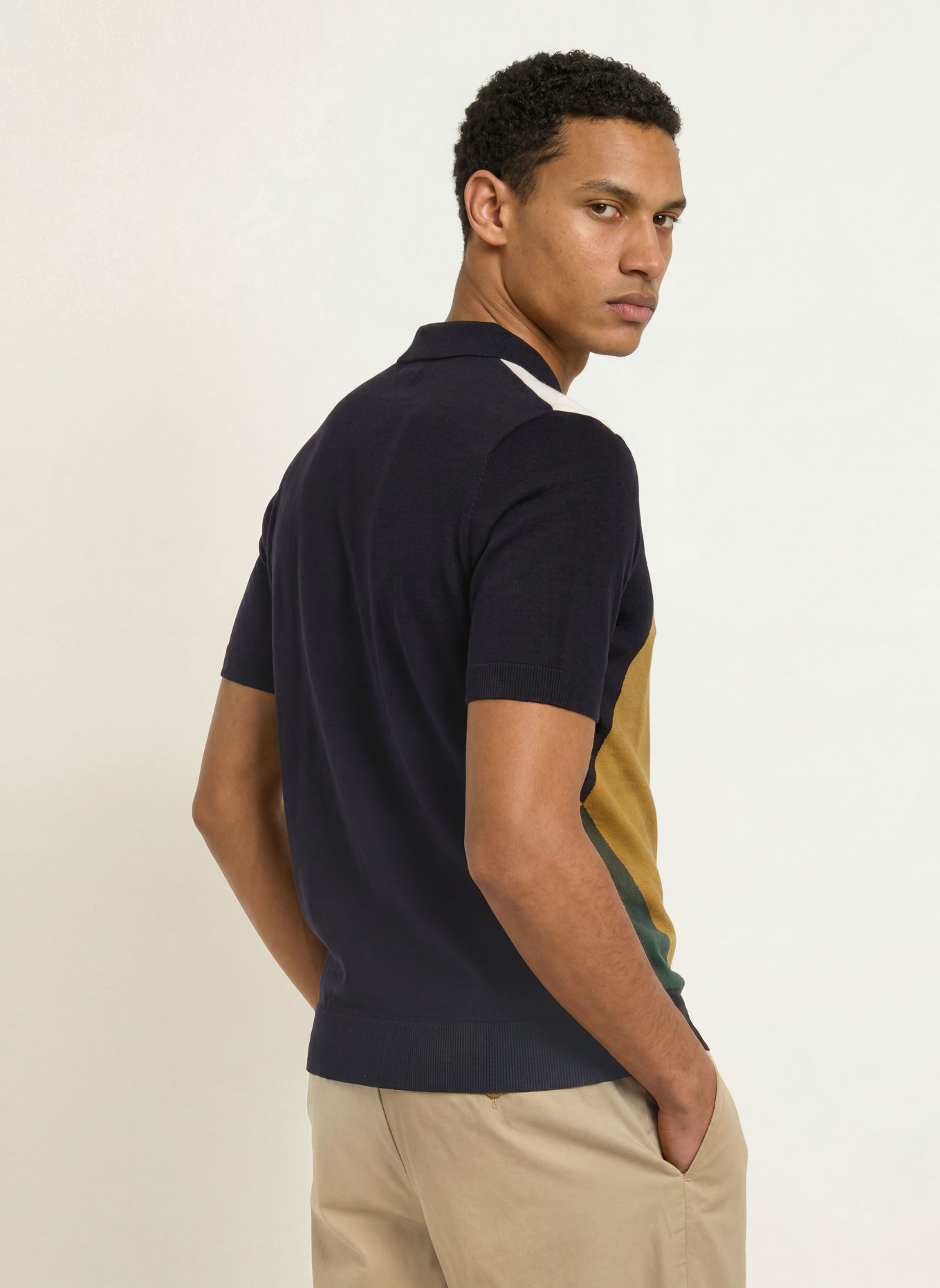 FRED PERRY Gebreid poloshirt: ZWART / KAKI / DONKERGROEN