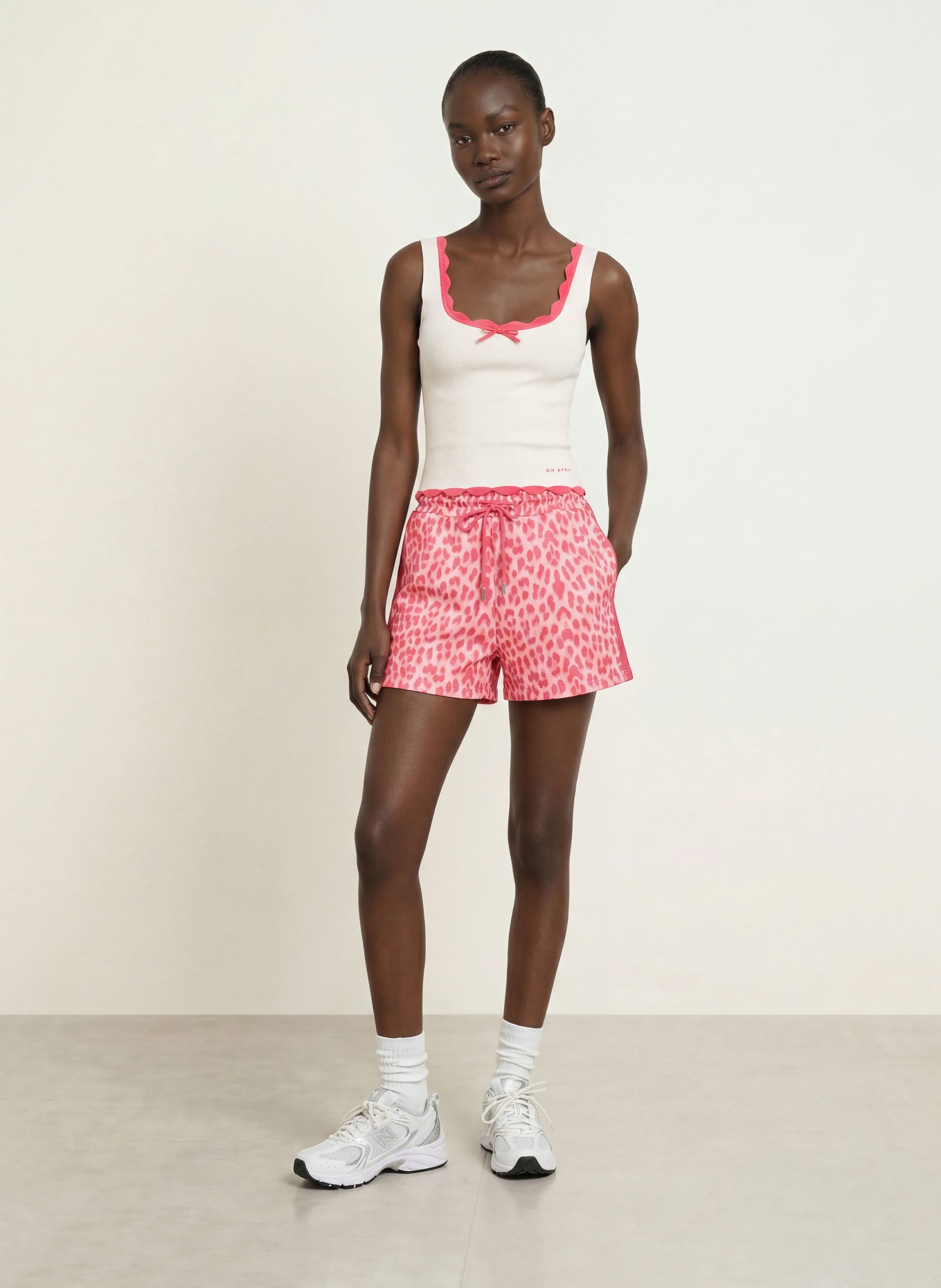 OH APRIL Top ANELE: WEISS / PINK