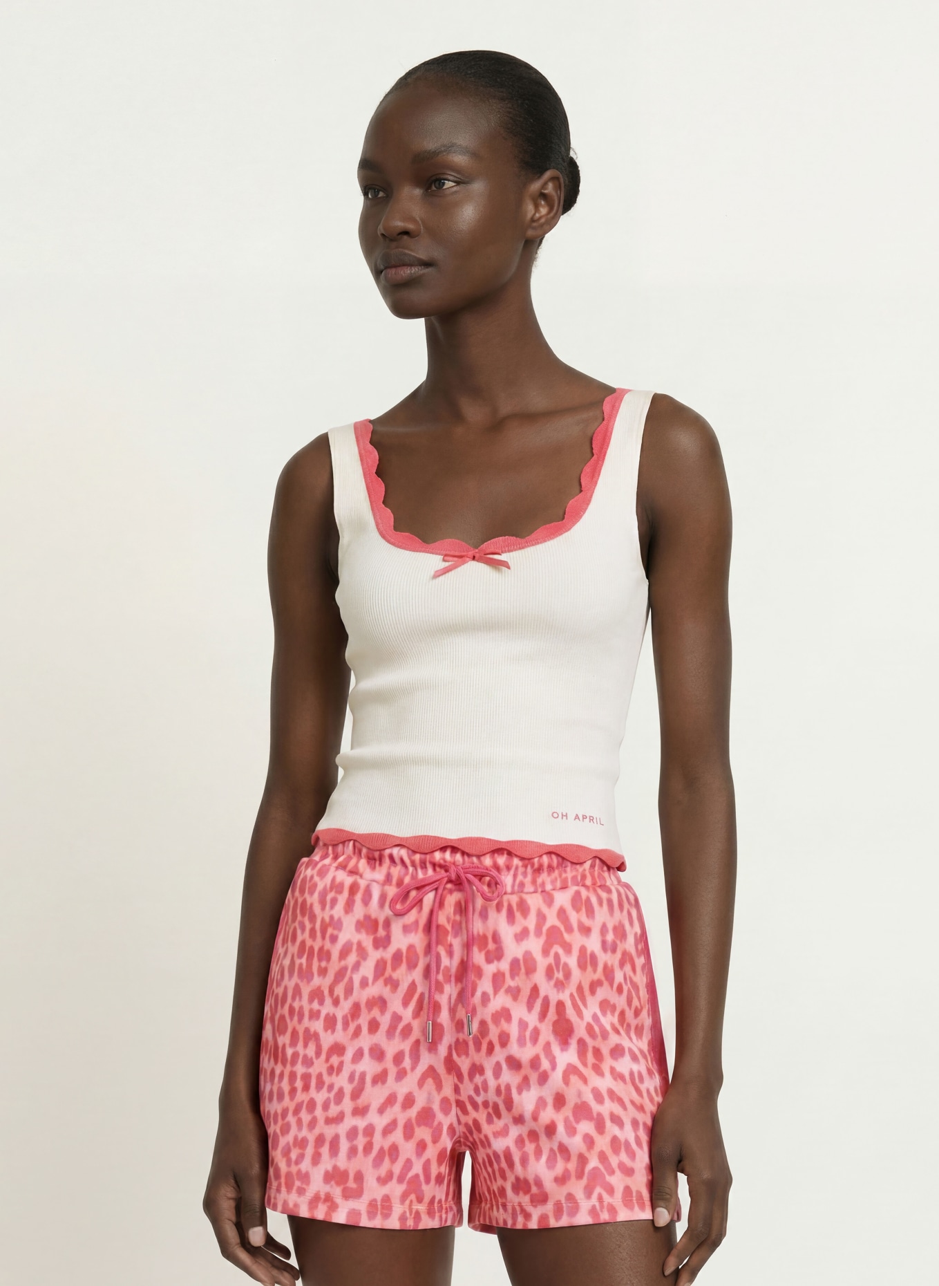 OH APRIL Top ANELE: WEISS / PINK