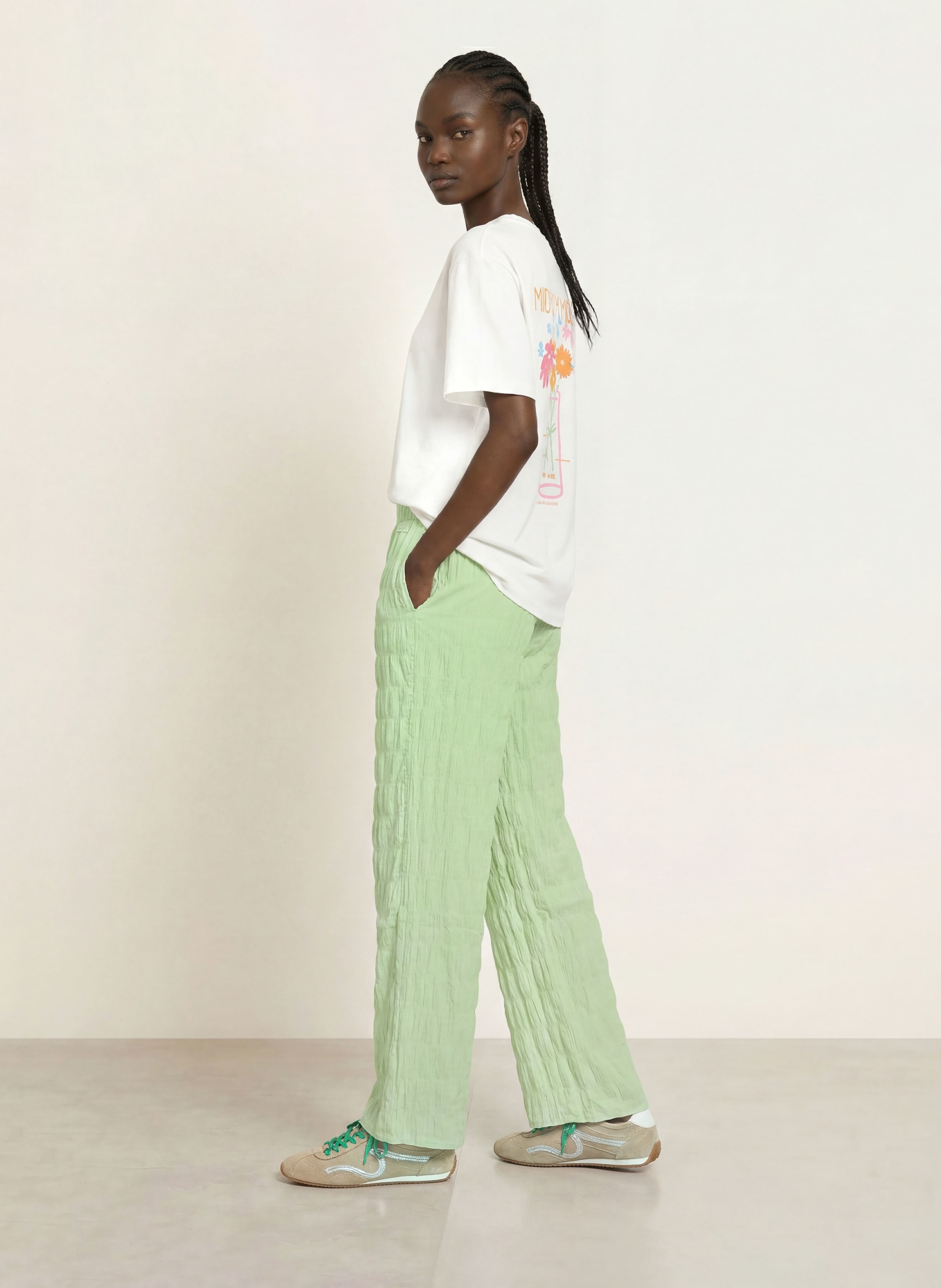 OH APRIL FLORIS Trousers: LIGHT GREEN