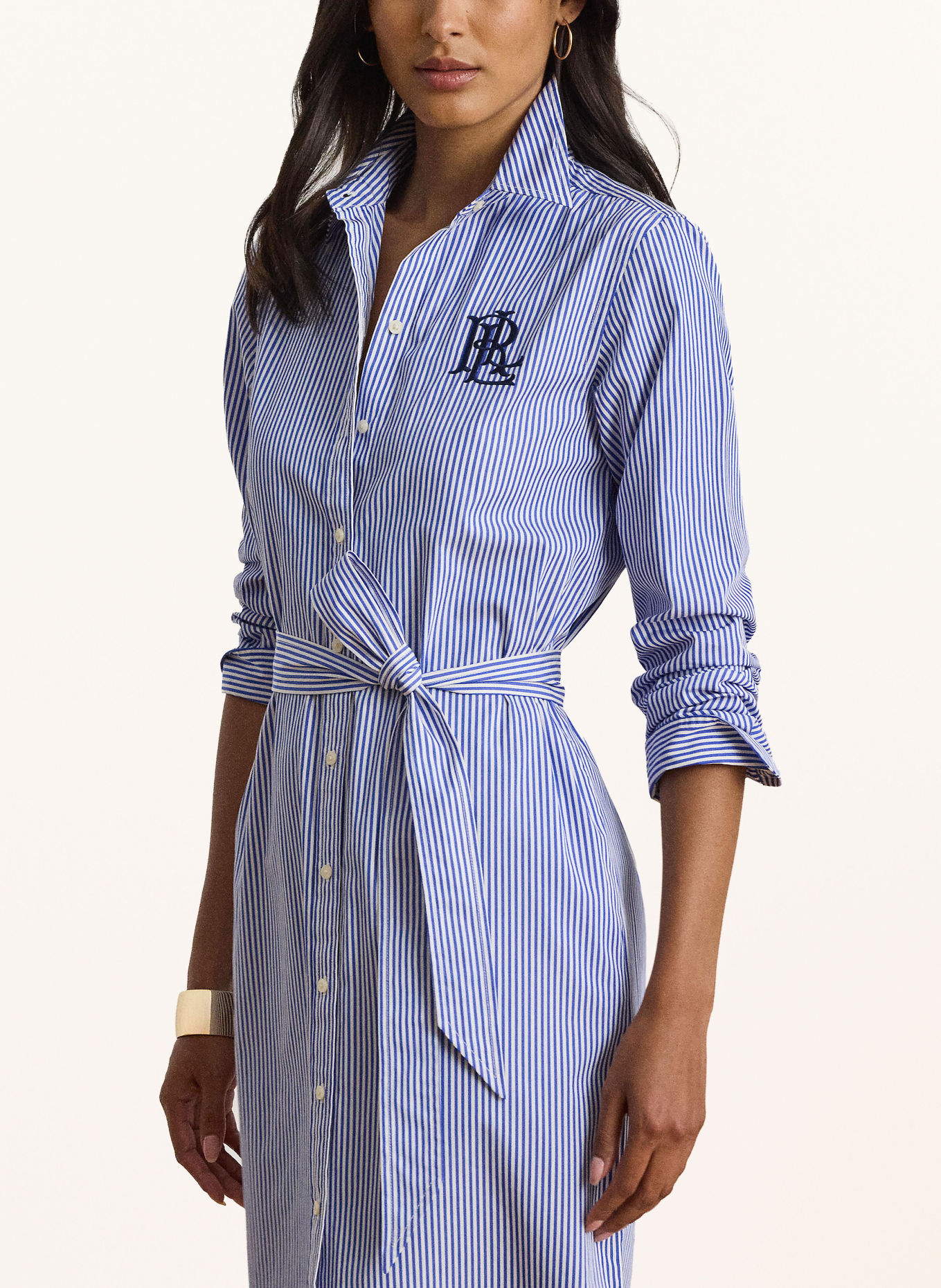 LAUREN RALPH LAUREN Blousejurk: BLAUW / WIT