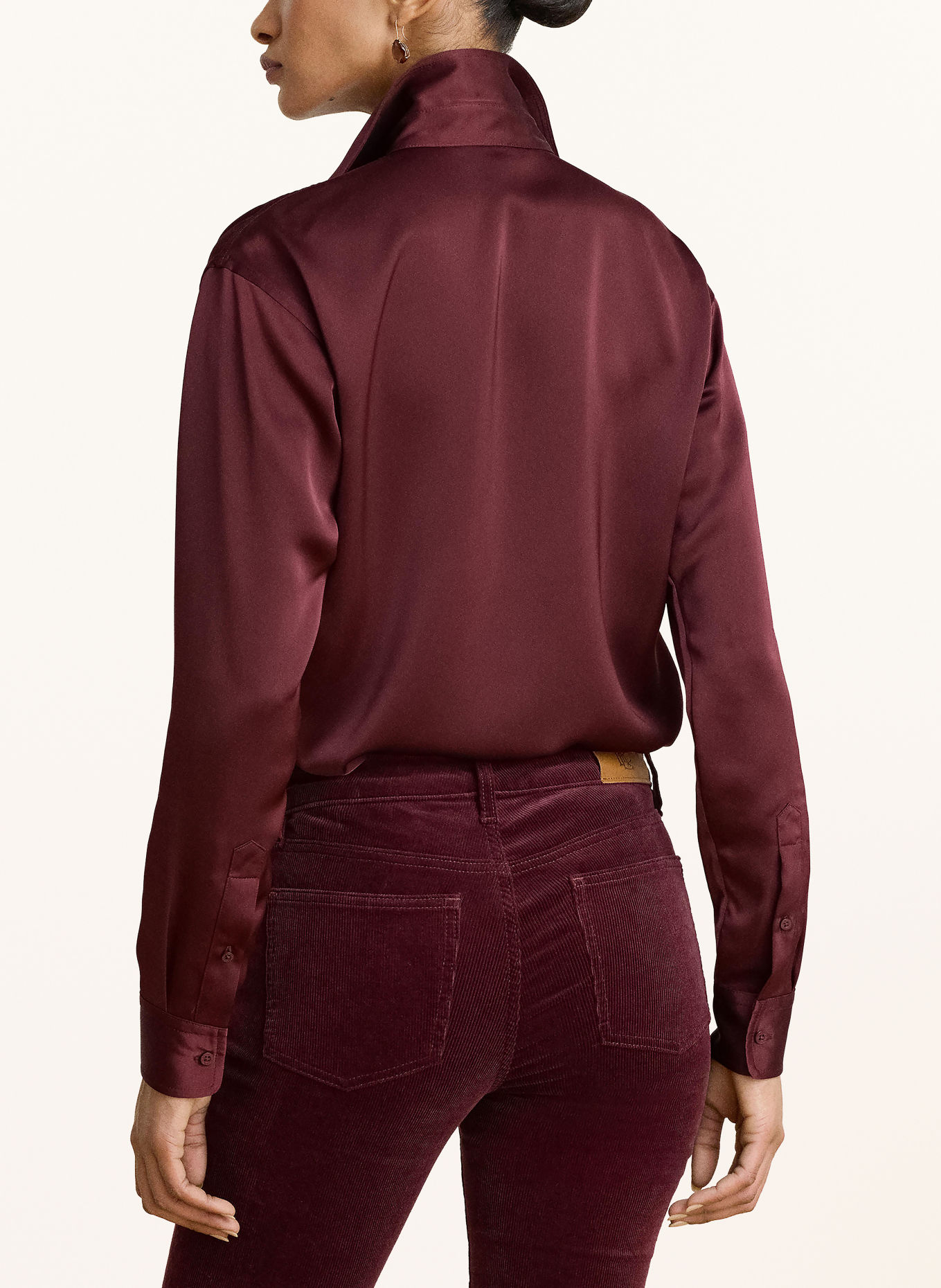 LAUREN RALPH LAUREN Hemdbluse aus Satin: DUNKELROT