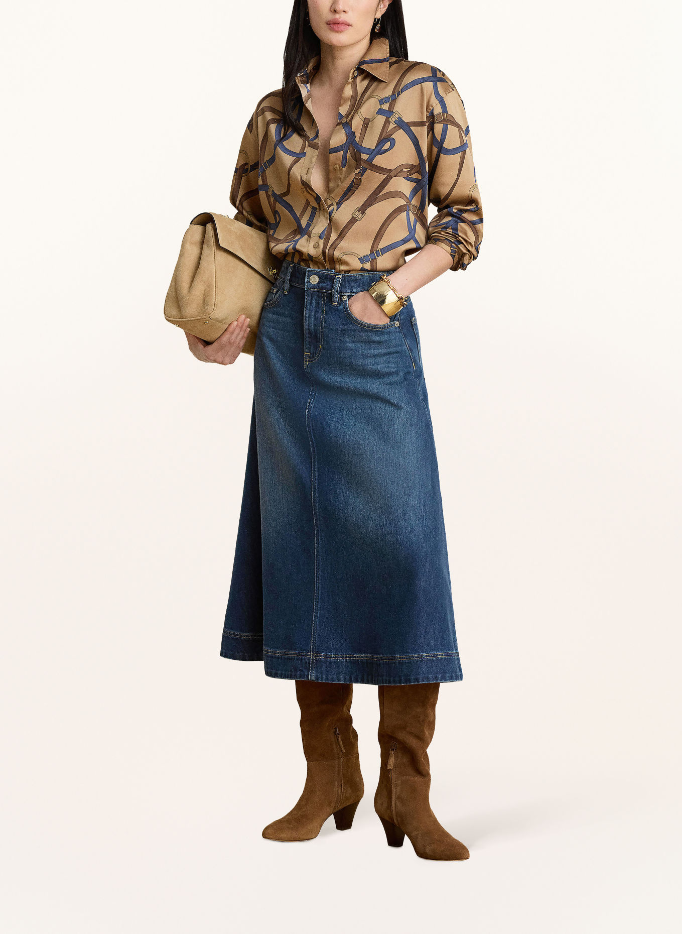 LAUREN RALPH LAUREN Jeansrock: BLAU