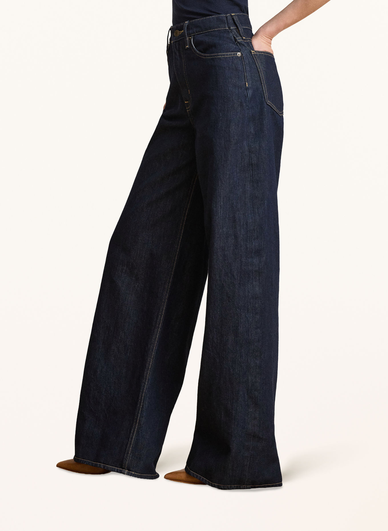 LAUREN RALPH LAUREN Wide Leg Jeans: 001 RINSE WASH