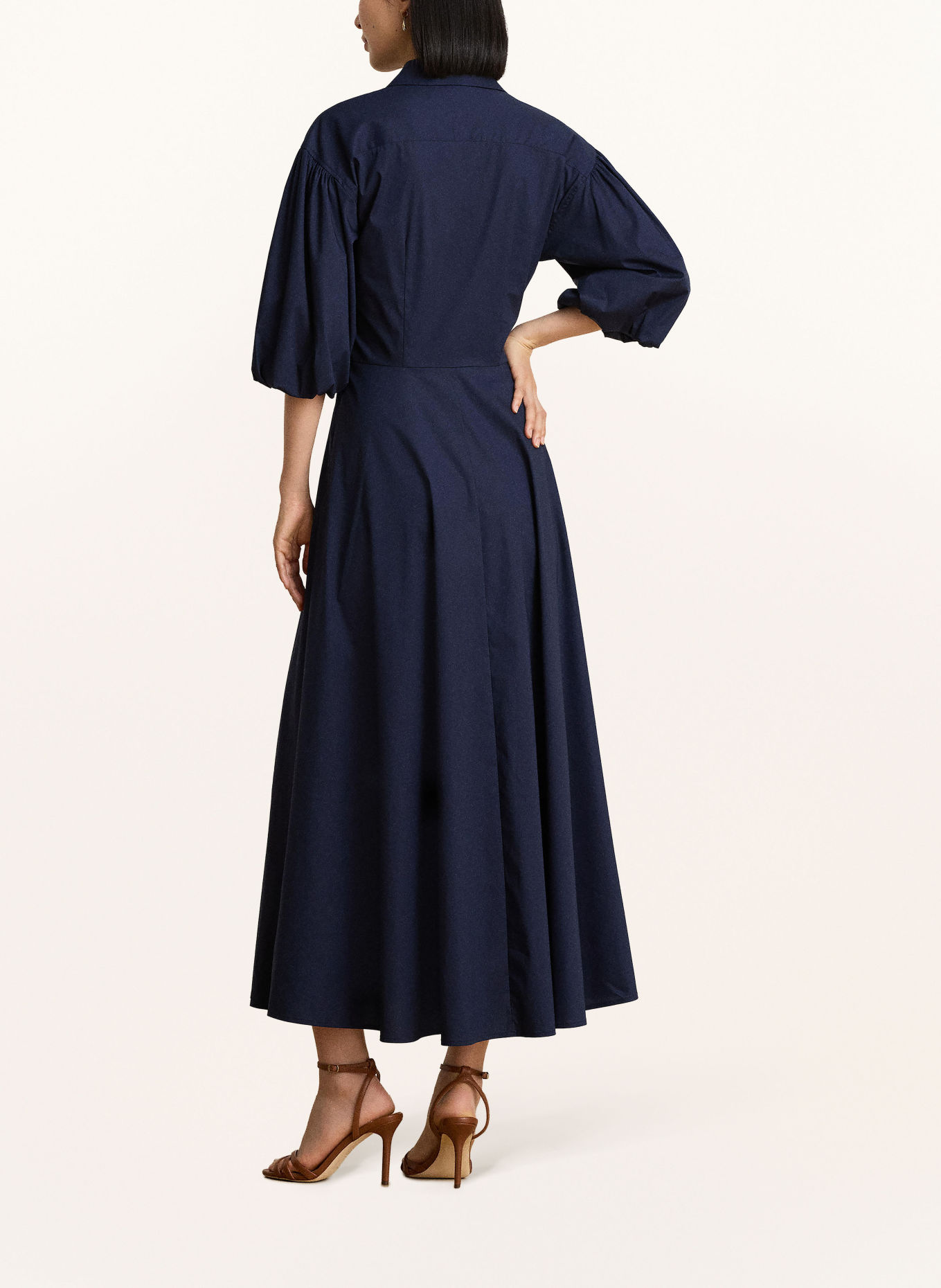 LAUREN RALPH LAUREN Hemdblusenkleid mit 3/4-Arm: DUNKELBLAU