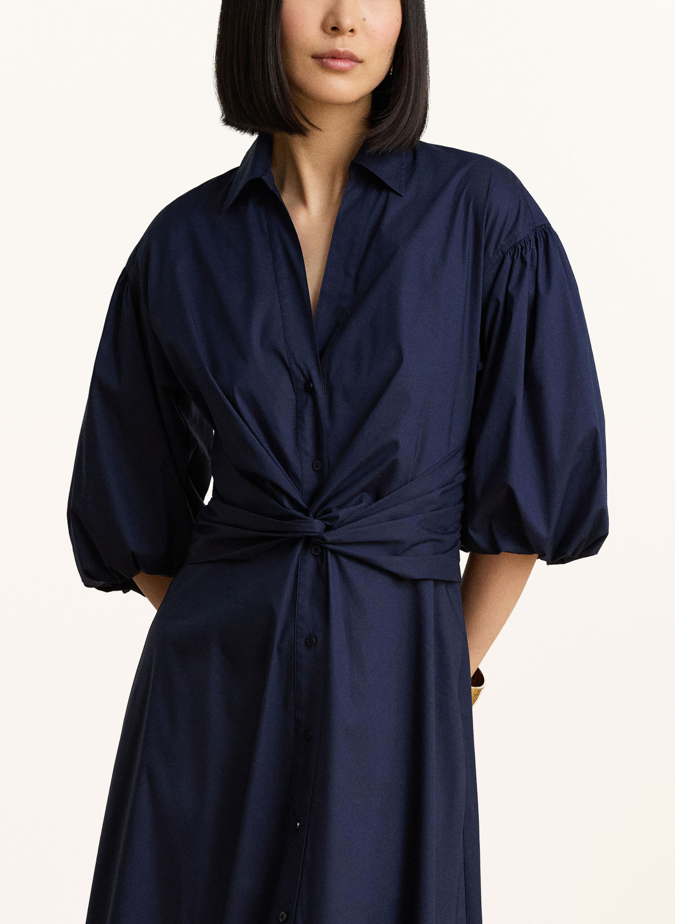 LAUREN RALPH LAUREN Hemdblusenkleid mit 3/4-Arm: DUNKELBLAU