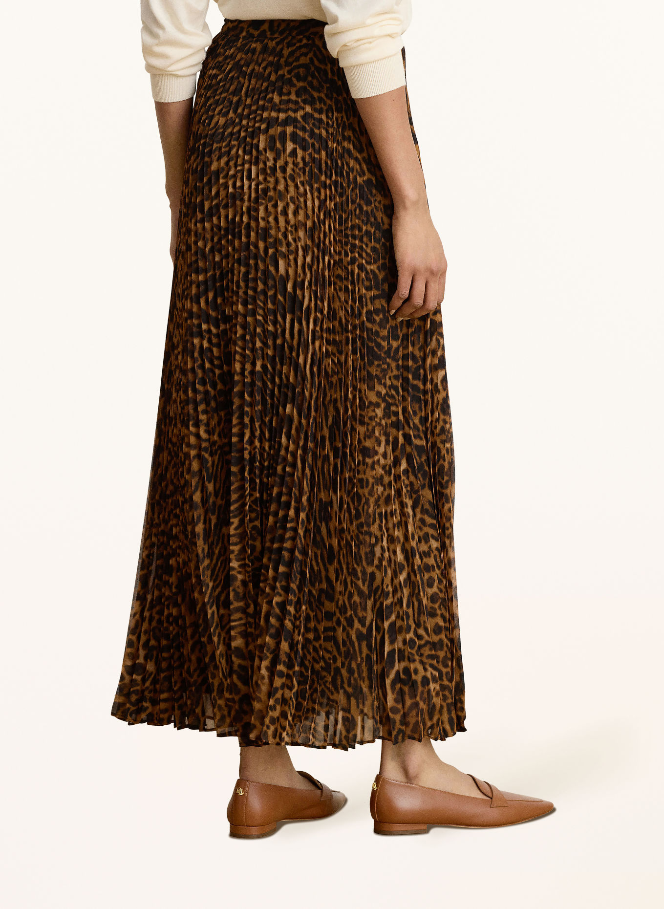 LAUREN RALPH LAUREN Plisseerock: BRAUN / SCHWARZ