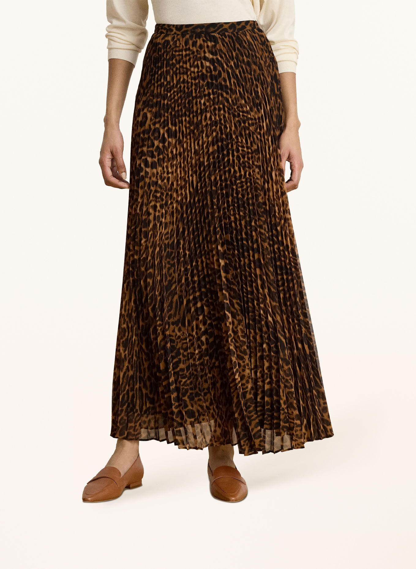 LAUREN RALPH LAUREN Plisseerock: BRAUN / SCHWARZ