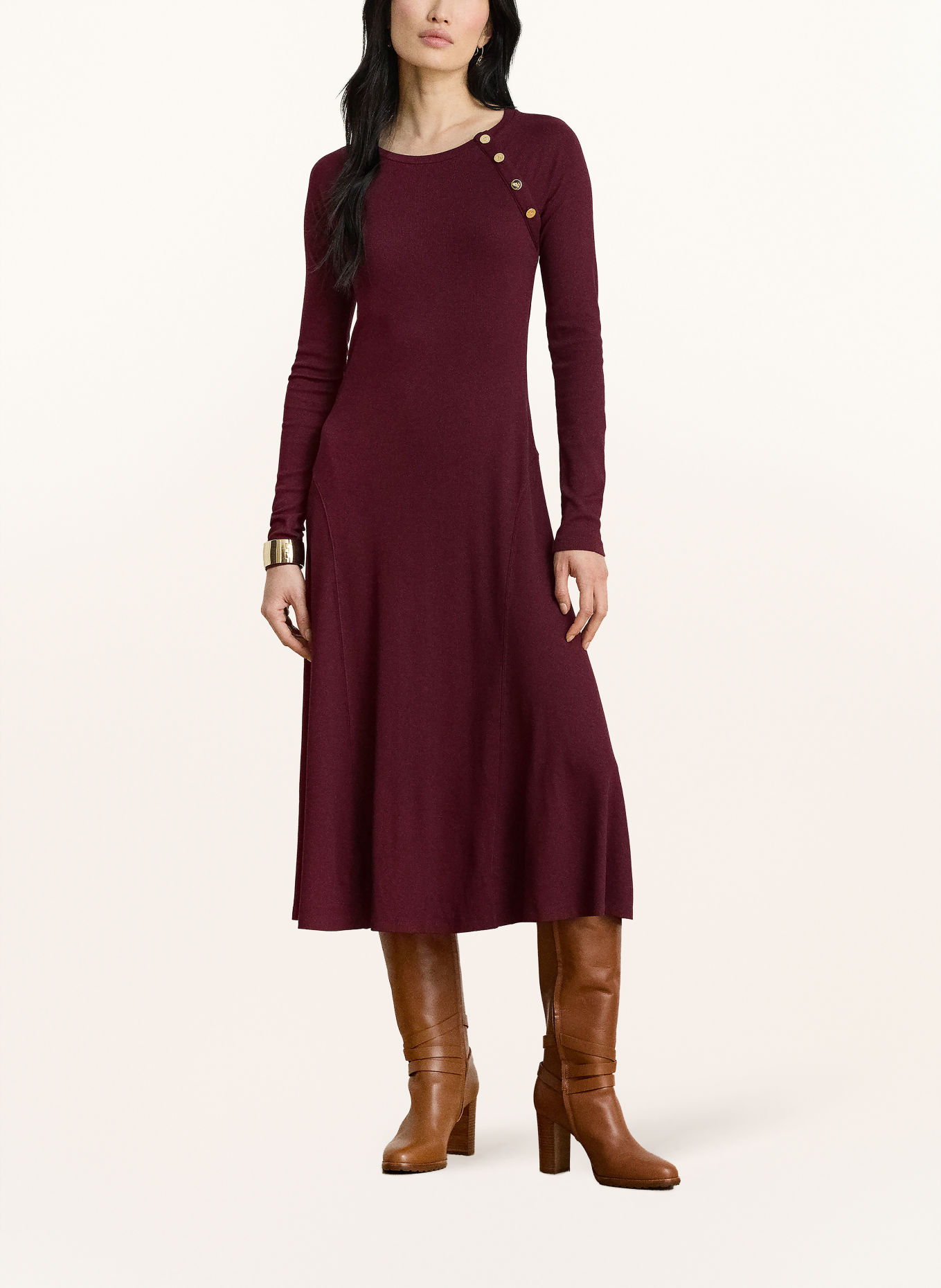 LAUREN RALPH LAUREN Jerseykleid: DUNKELROT