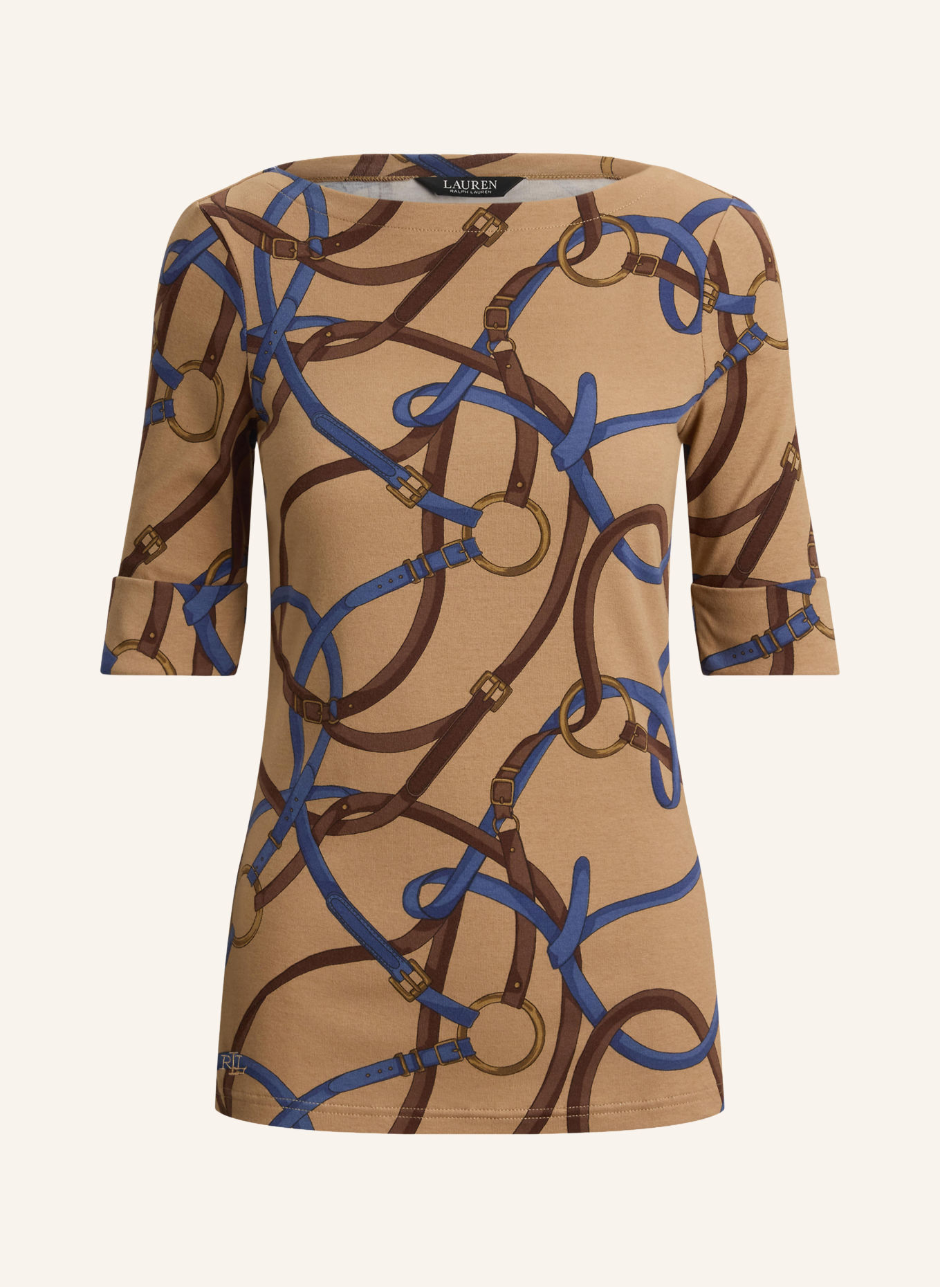 LAUREN RALPH LAUREN T-shirt: CAMEL / MARRON FONCÉ / BLAUW