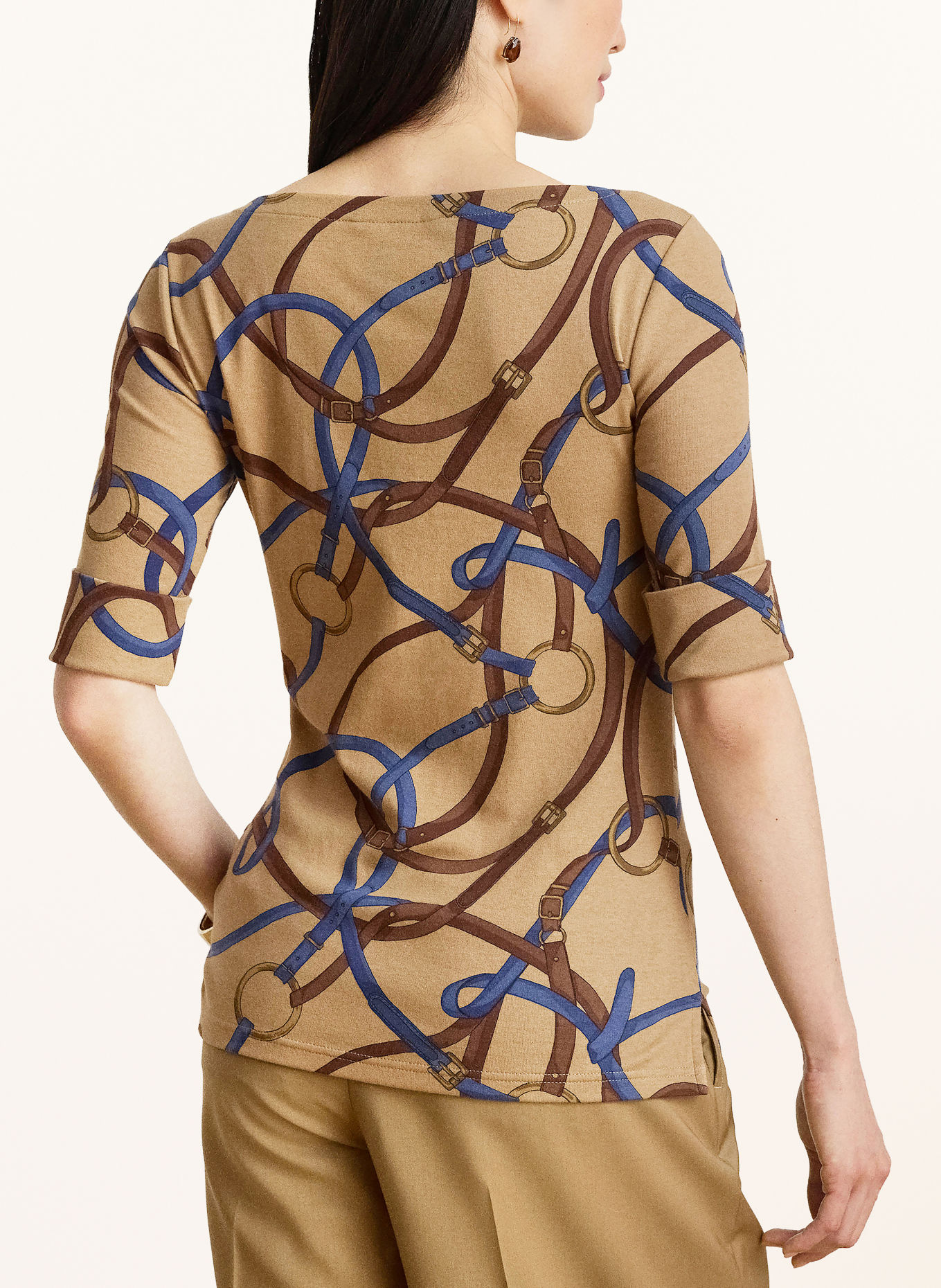 LAUREN RALPH LAUREN T-shirt: CAMEL / MARRON FONCÉ / BLAUW