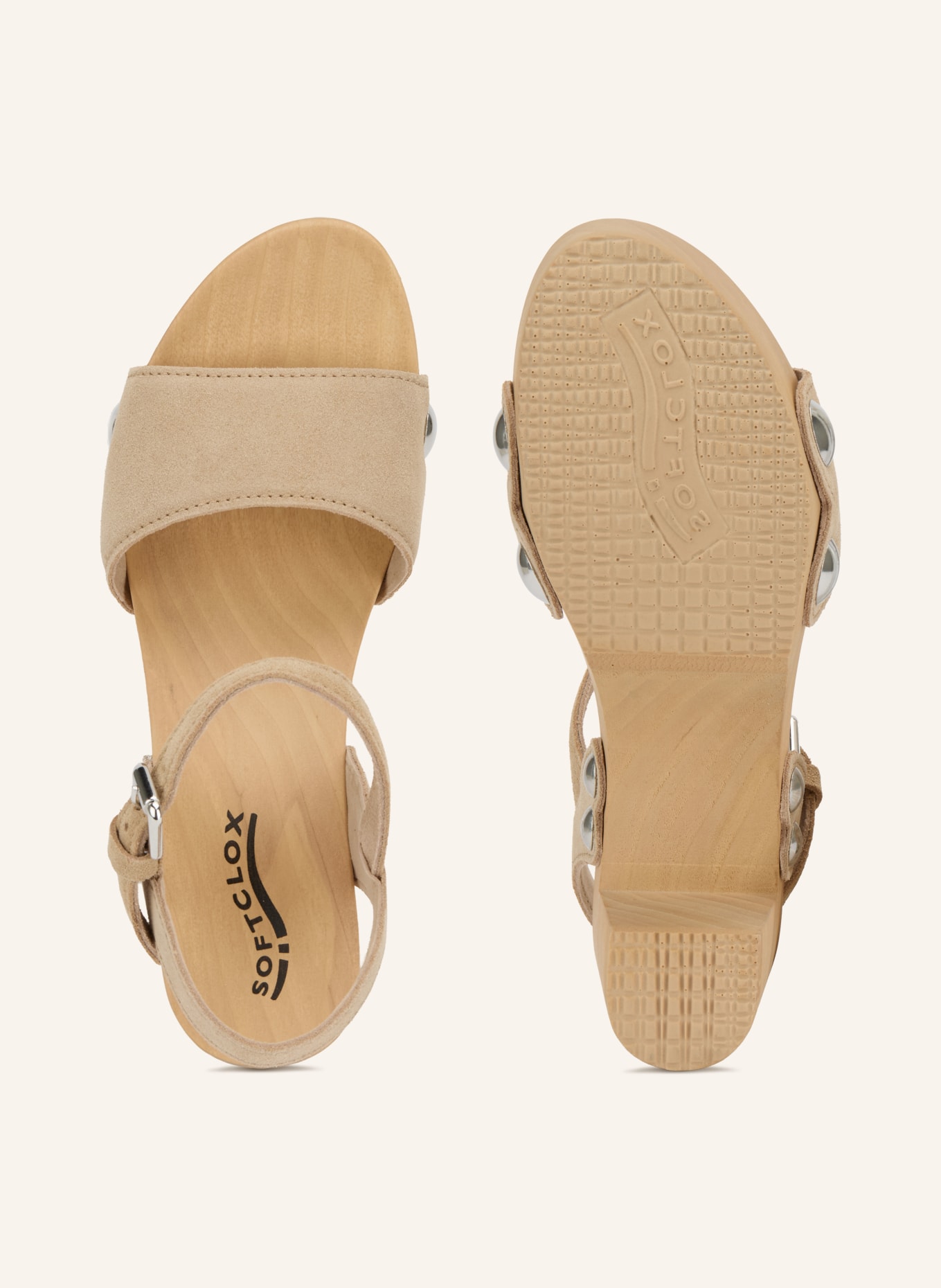 SOFTCLOX EILYN Sandals with Studs: BEIGE