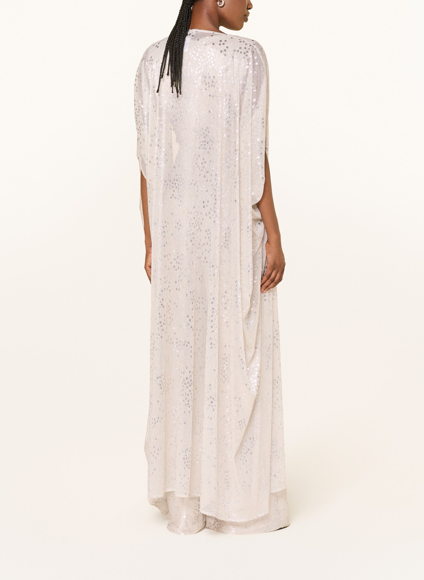 TALBOT RUNHOF Cape mit Glitzergarn: CREME / SILBER