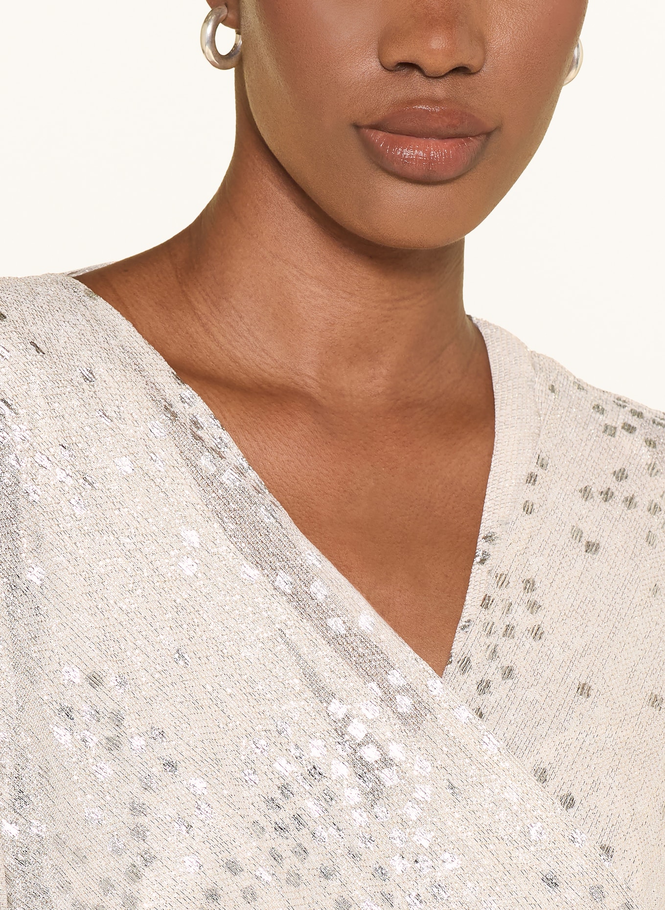 TALBOT RUNHOF Cape mit Glitzergarn: CREME / SILBER
