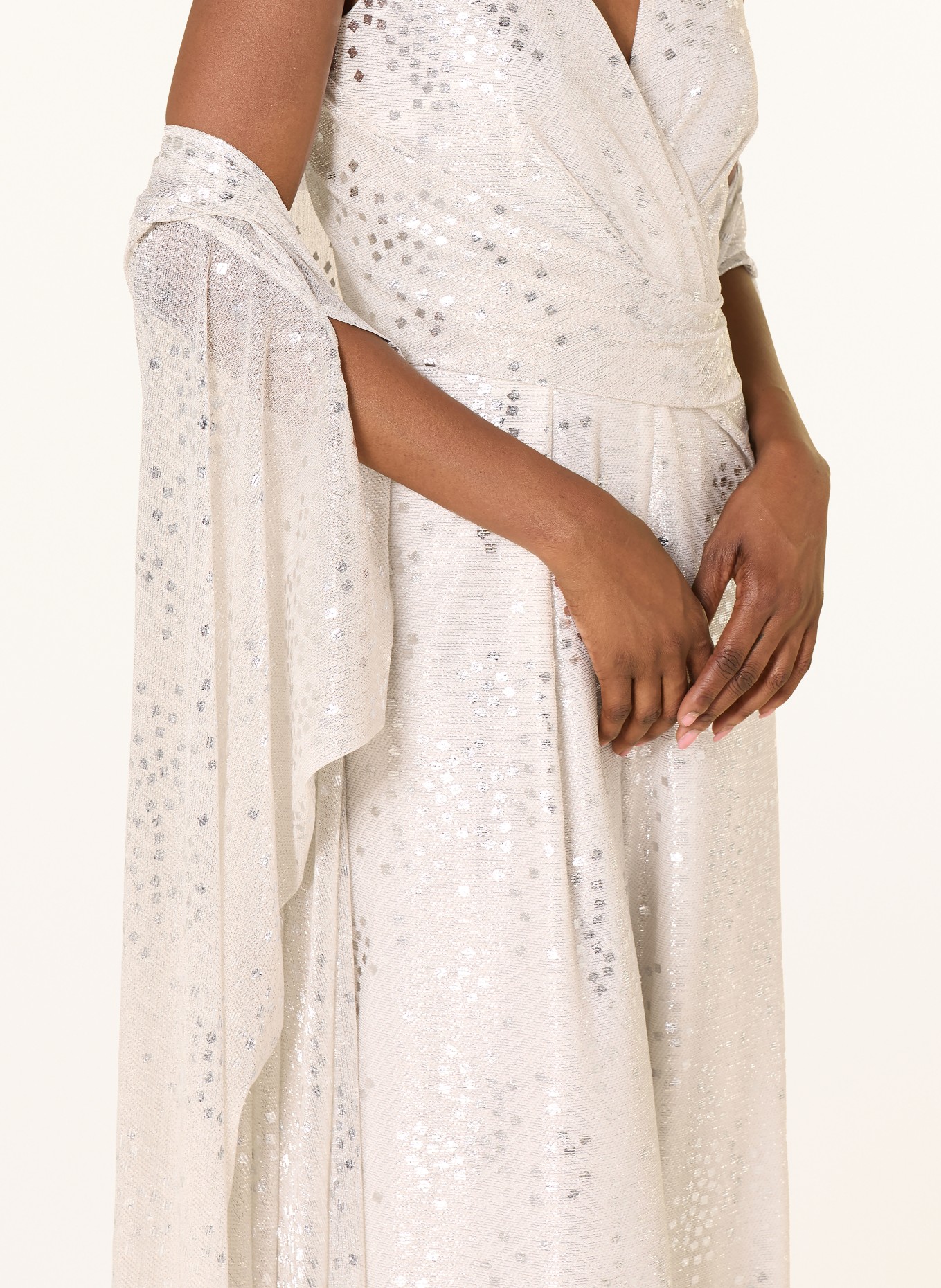 TALBOT RUNHOF Cape mit Glitzergarn: CREME / SILBER