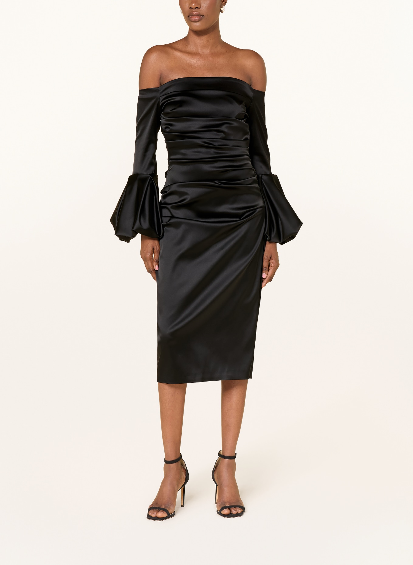 TALBOT RUNHOF Robe à épaules dénudées en satin: 999 BLACK