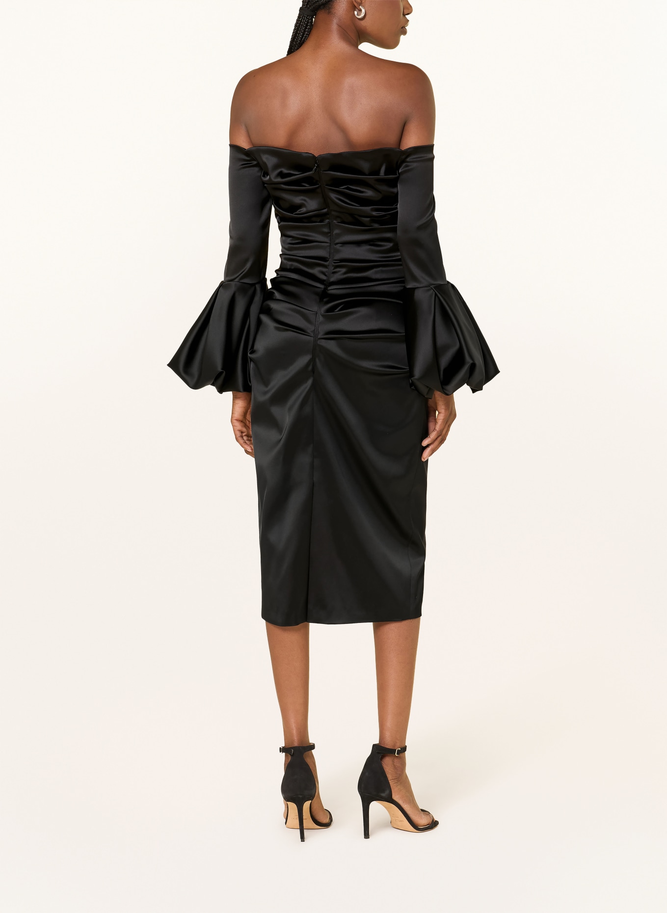 TALBOT RUNHOF Robe à épaules dénudées en satin: 999 BLACK