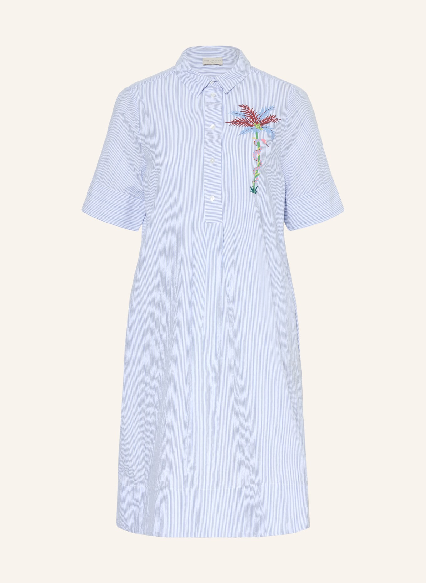 MILANO ITALY Hemdblusenkleid: BLAU / DUNKELROT / WEISS
