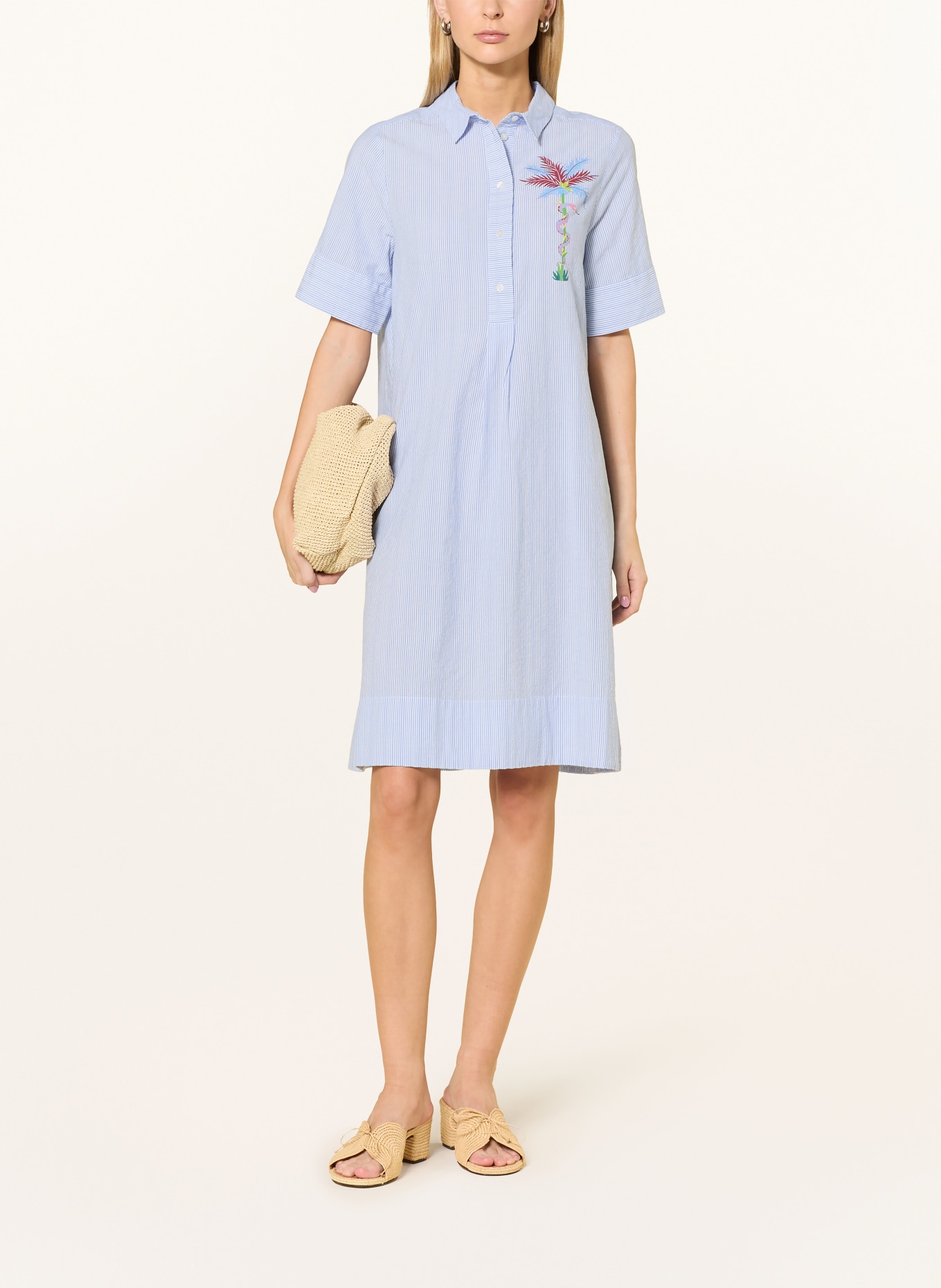 MILANO ITALY Hemdblusenkleid: BLAU / DUNKELROT / WEISS