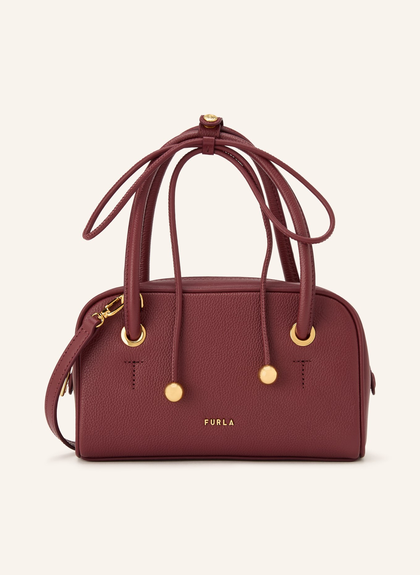 FURLA Listonoszka POPPY DOME MINI: CIEMNOCZERWONY / ZŁOTY