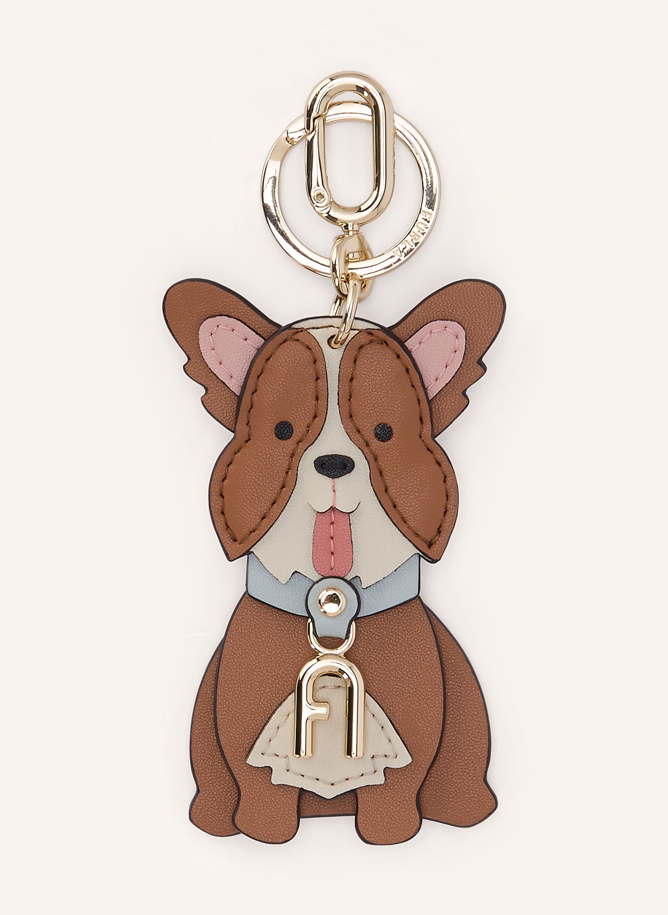 FURLA Taschenanhänger CORGI: BRAUN / GOLD / ROSÉ