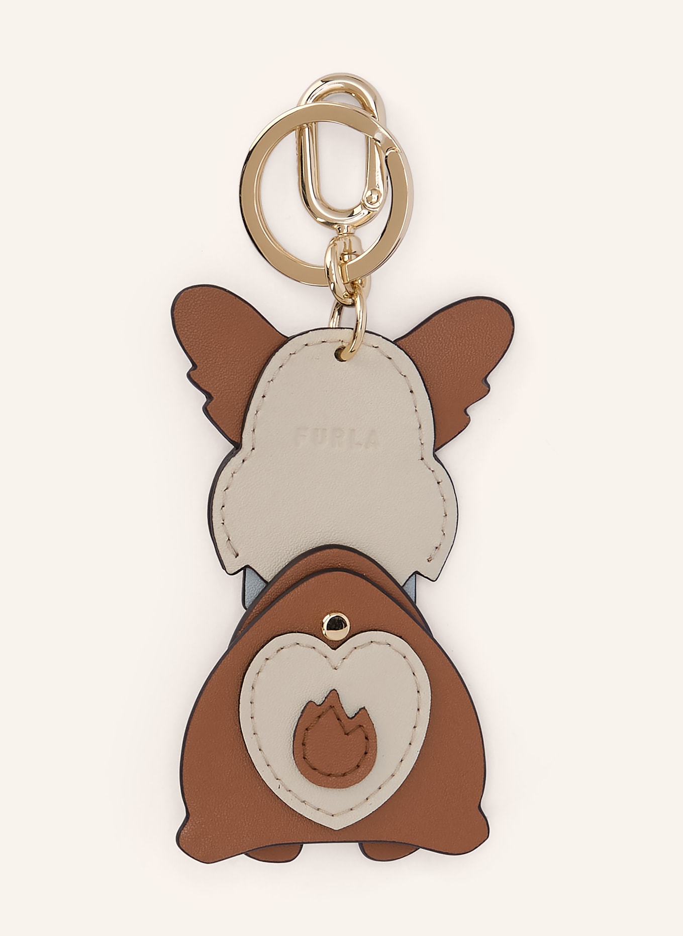FURLA Taschenanhänger CORGI: BRAUN / GOLD / ROSÉ
