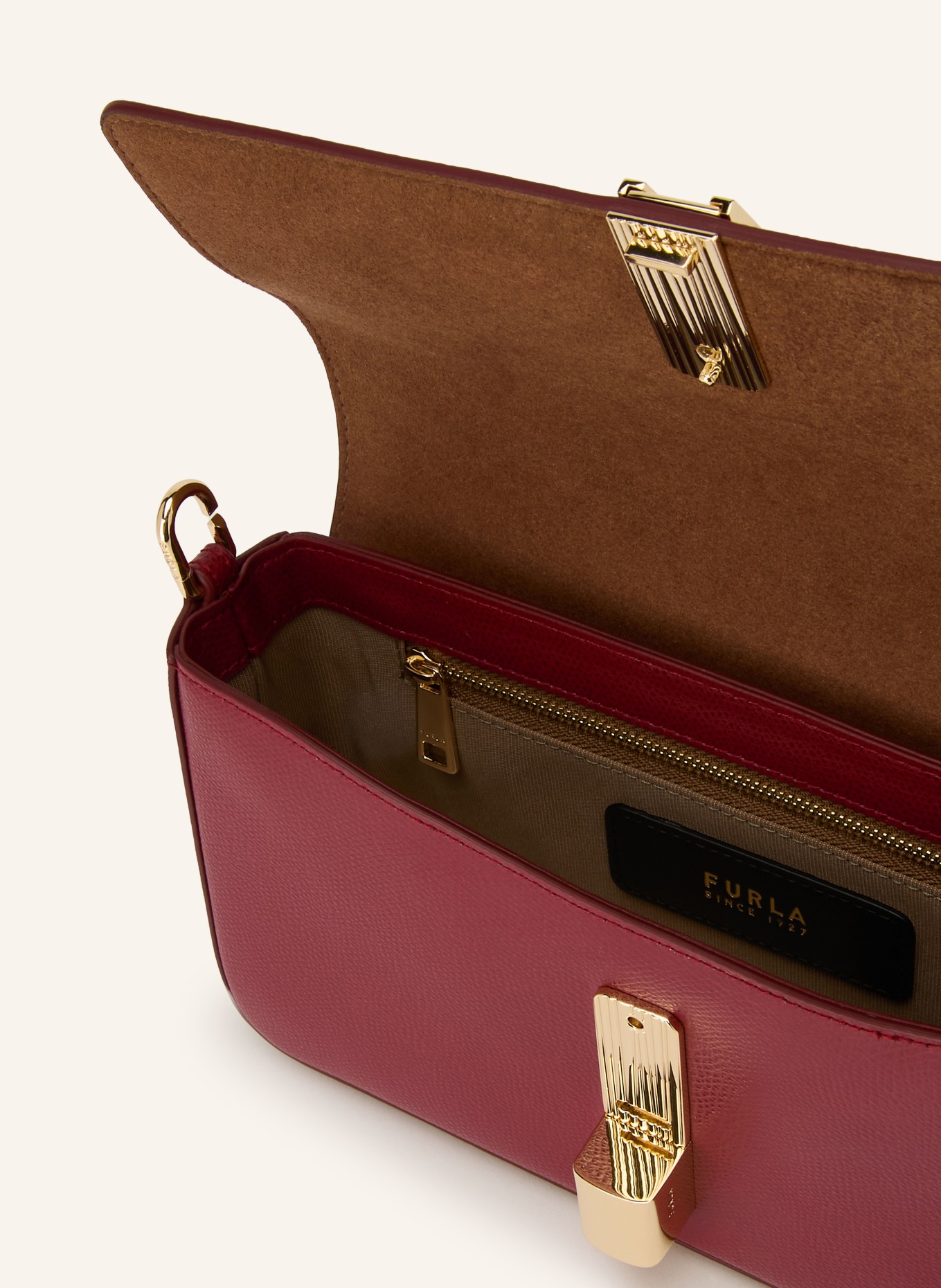 FURLA Listonoszka IRIDE SMALL: CIEMNOCZERWONY / ZŁOTY
