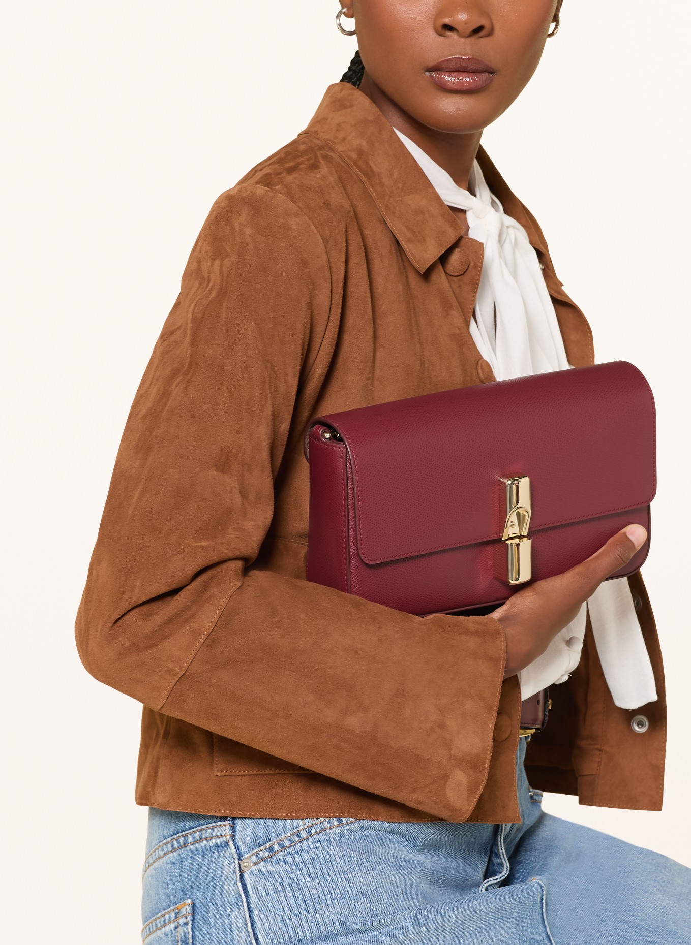 FURLA Kabelka přes rameno IRIDE SMALL: TMAVĚ ČERVENÁ / ZLATÁ