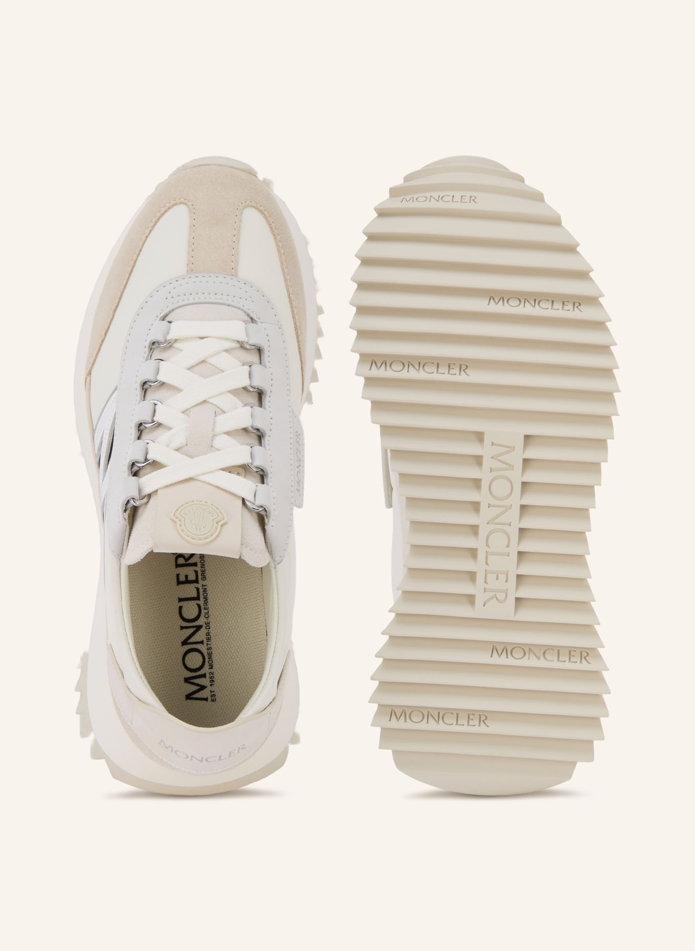 MONCLER Sneaker PACEY2: WEISS / SILBER / HELLGRAU