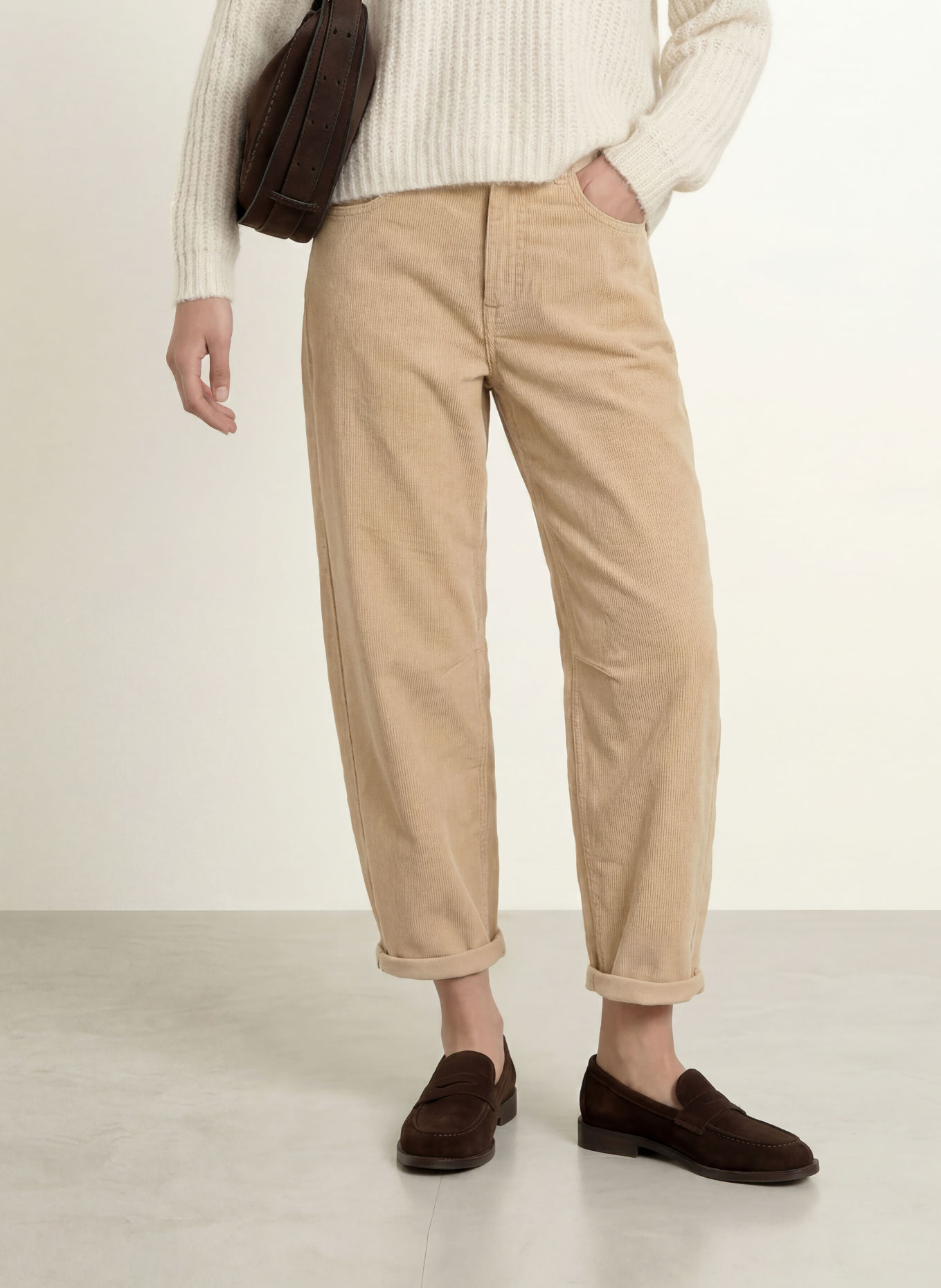 Herrlicher 7/8 broek BARROW van corduroy: BEIGE